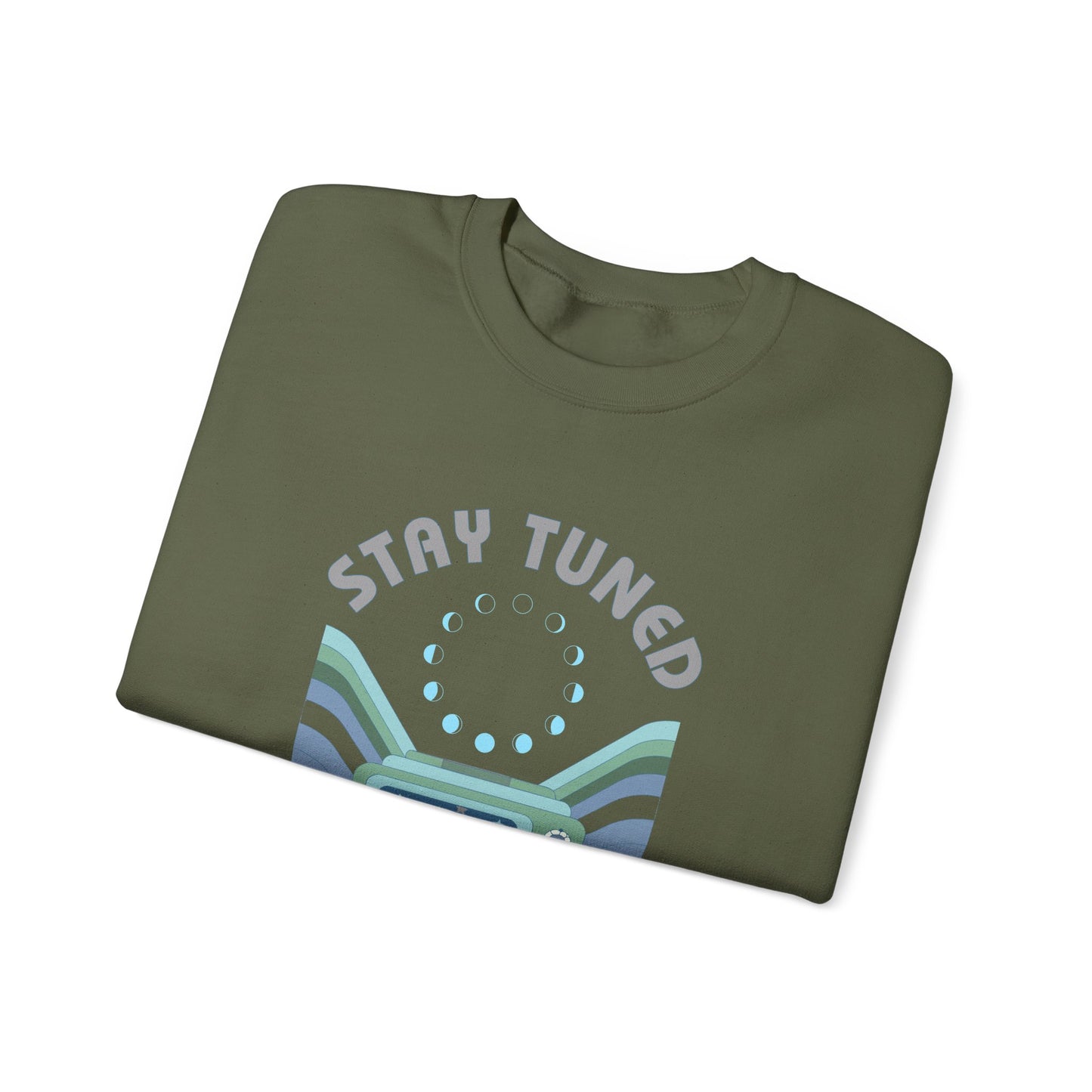 Stay Tuned Moon Phase Retro Sweatshirt - Earthglow Celestial Crewneck