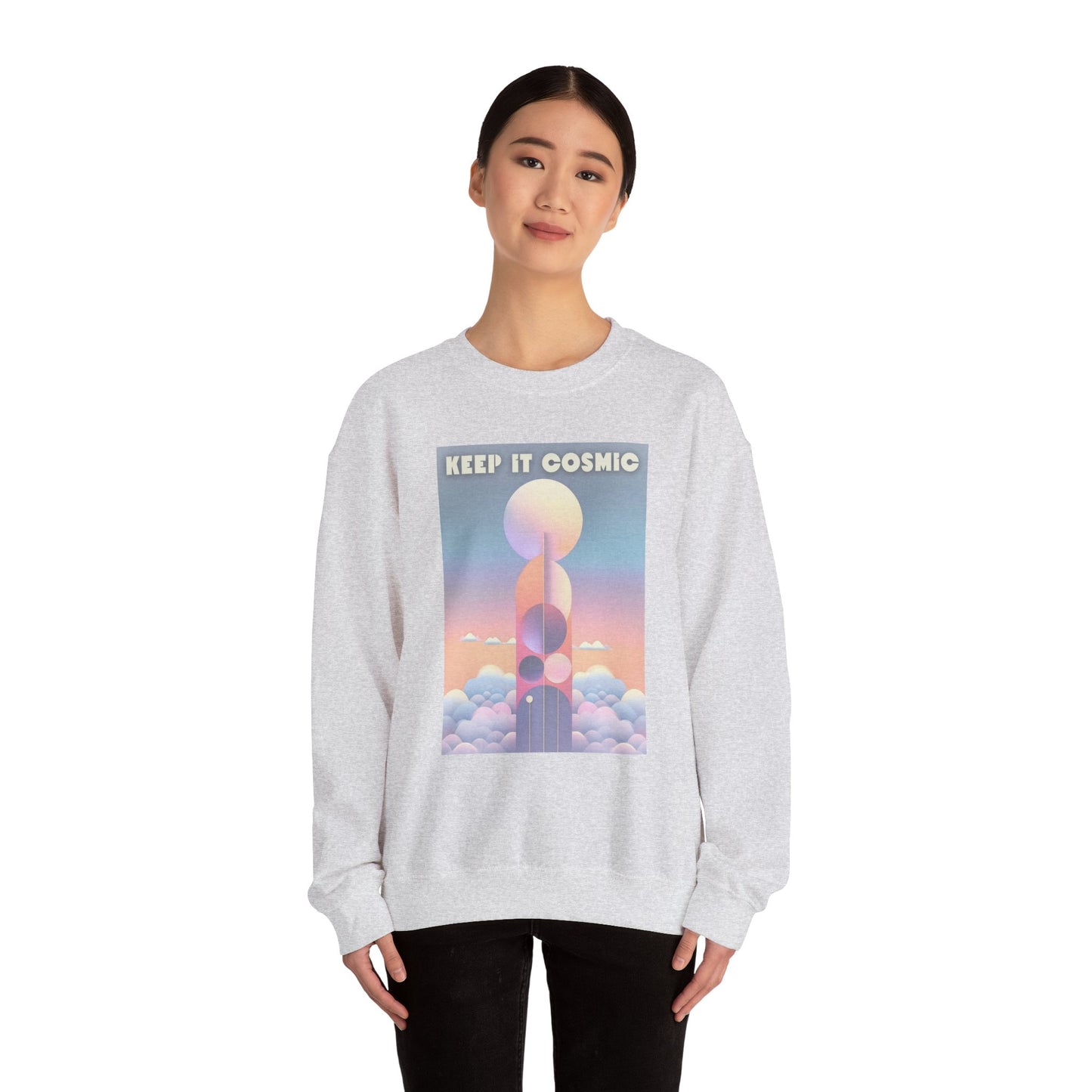 Keep It Cosmic Pastel Sweatshirt – Retro Celestial Aesthetic Crewneck