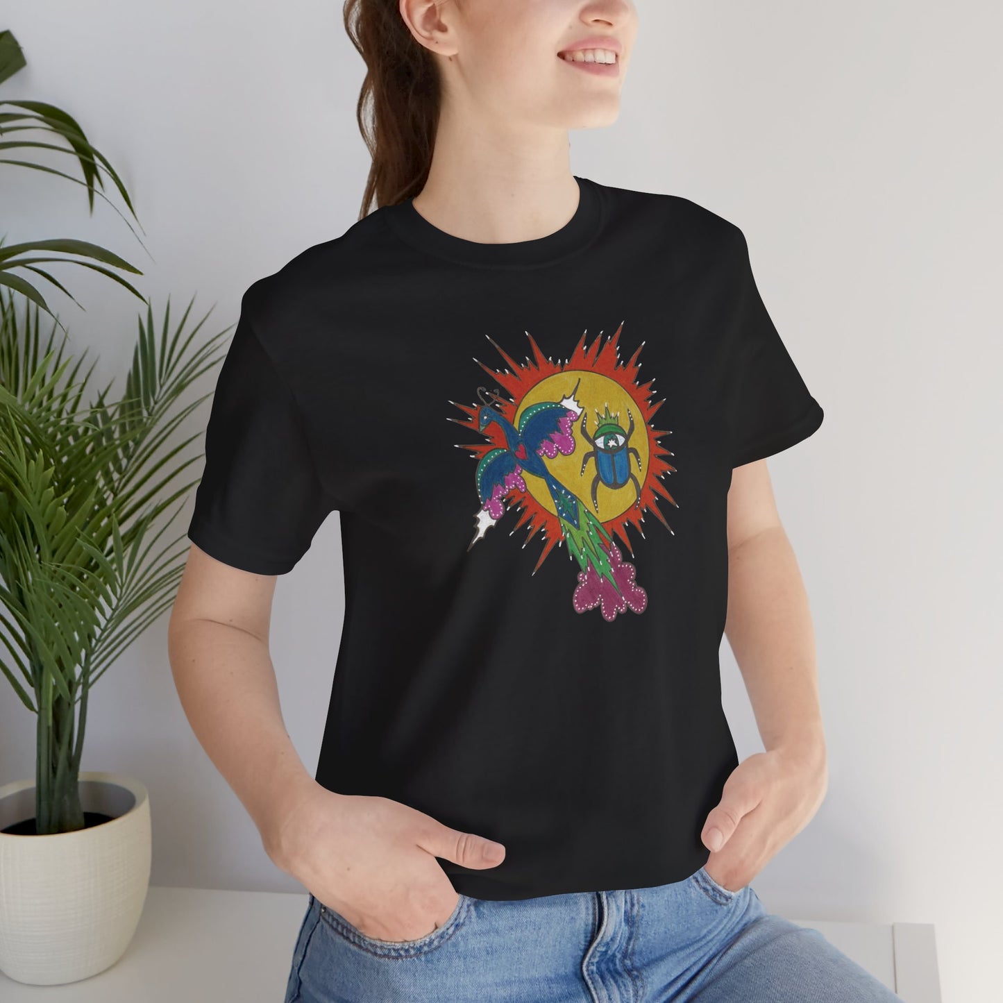 Integrate to Radiate Tee | Symbolic Solar Scarab Comic Art Shirt (Unisex)