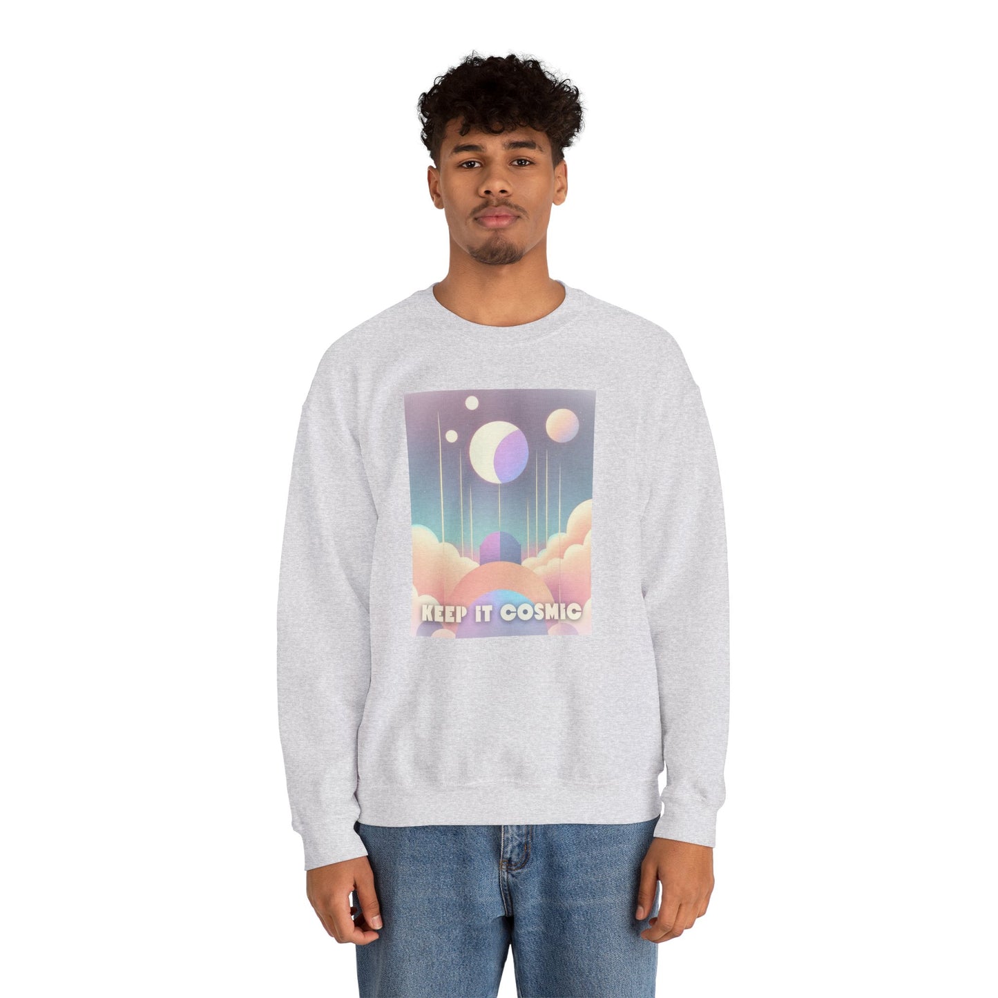 Keep It Cosmic Pastel Sweatshirt – Retro Celestial Aesthetic Crewneck