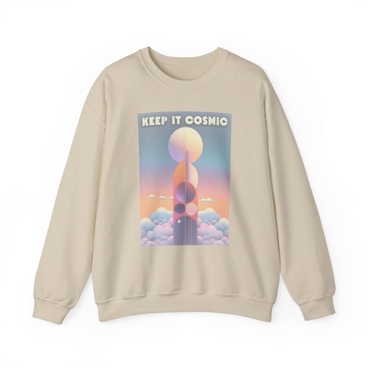 Keep It Cosmic Pastel Sweatshirt – Retro Celestial Aesthetic Crewneck