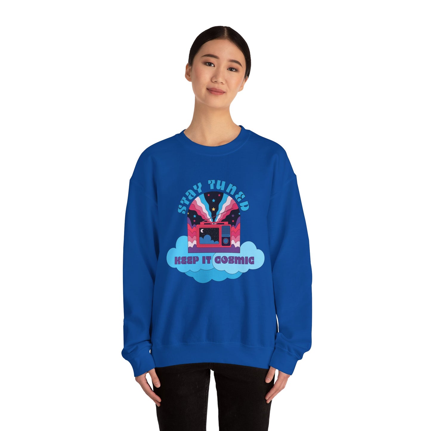 Stay Tuned Cosmic Retro Sweatshirt - Dreamglow Celestial Crewneck