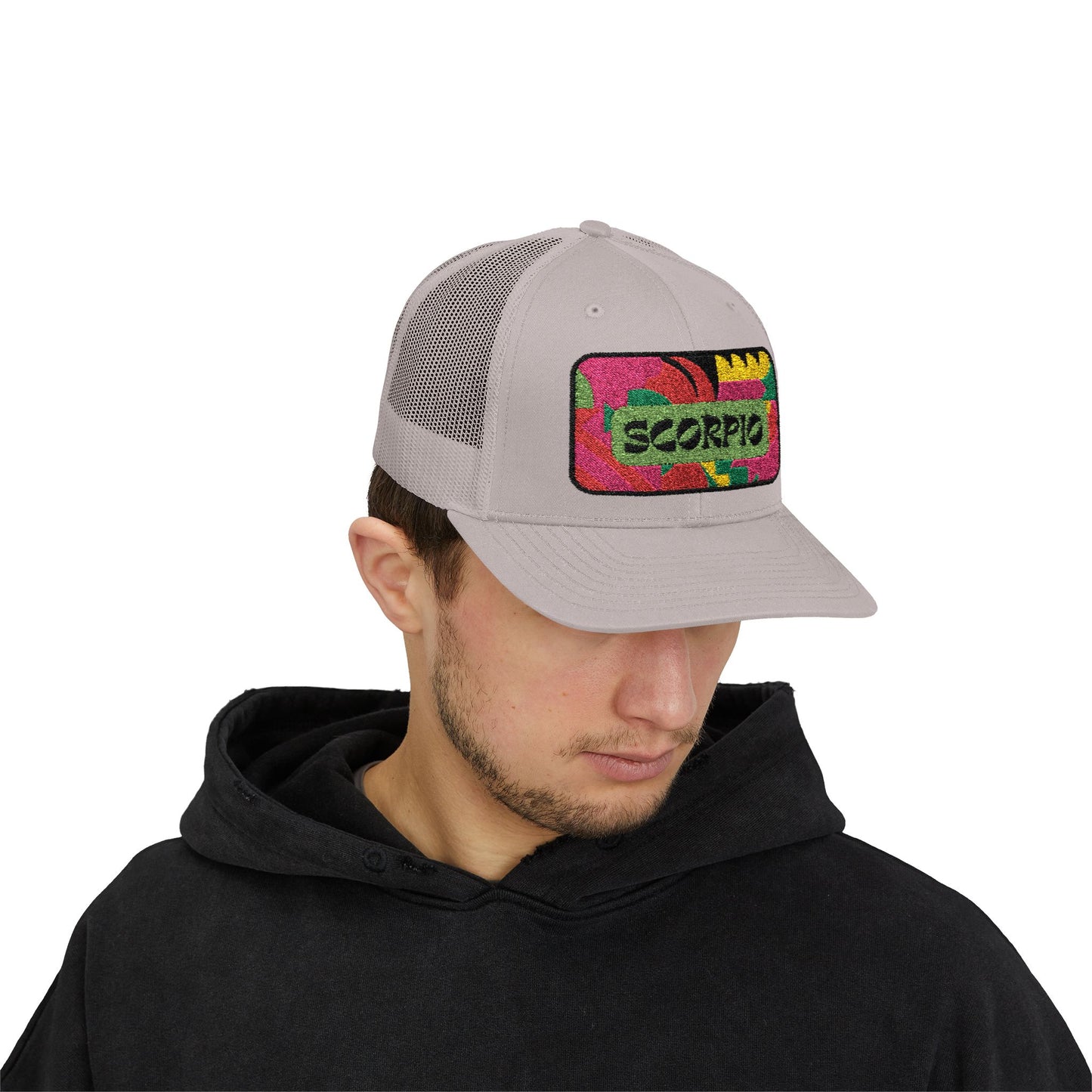 Scorpio Trucker Hat - Retro Astrology Snapback Cap - Embroidered Horoscope Hat