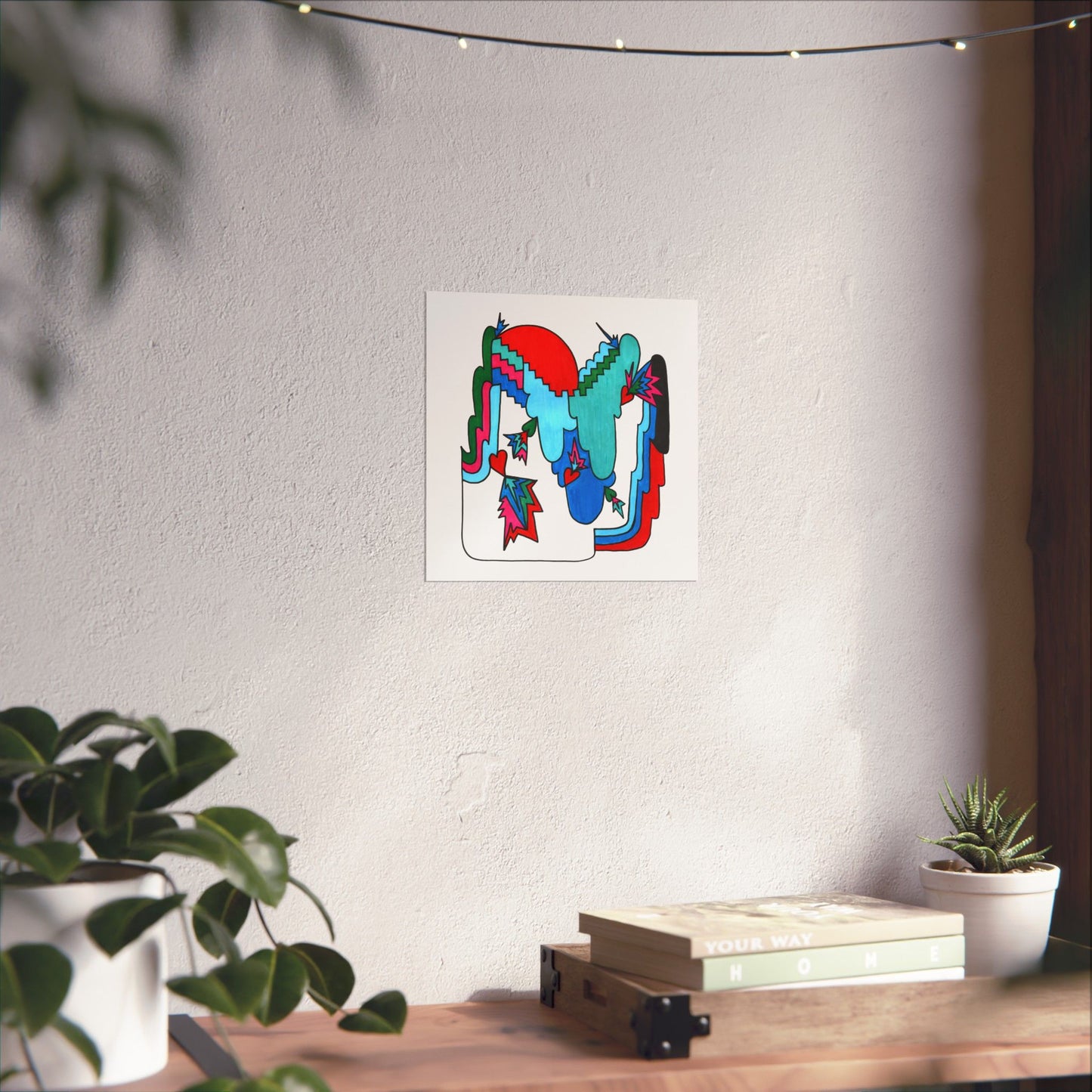 Open Heart Circuit Colorful Abstract Geometric Art Print