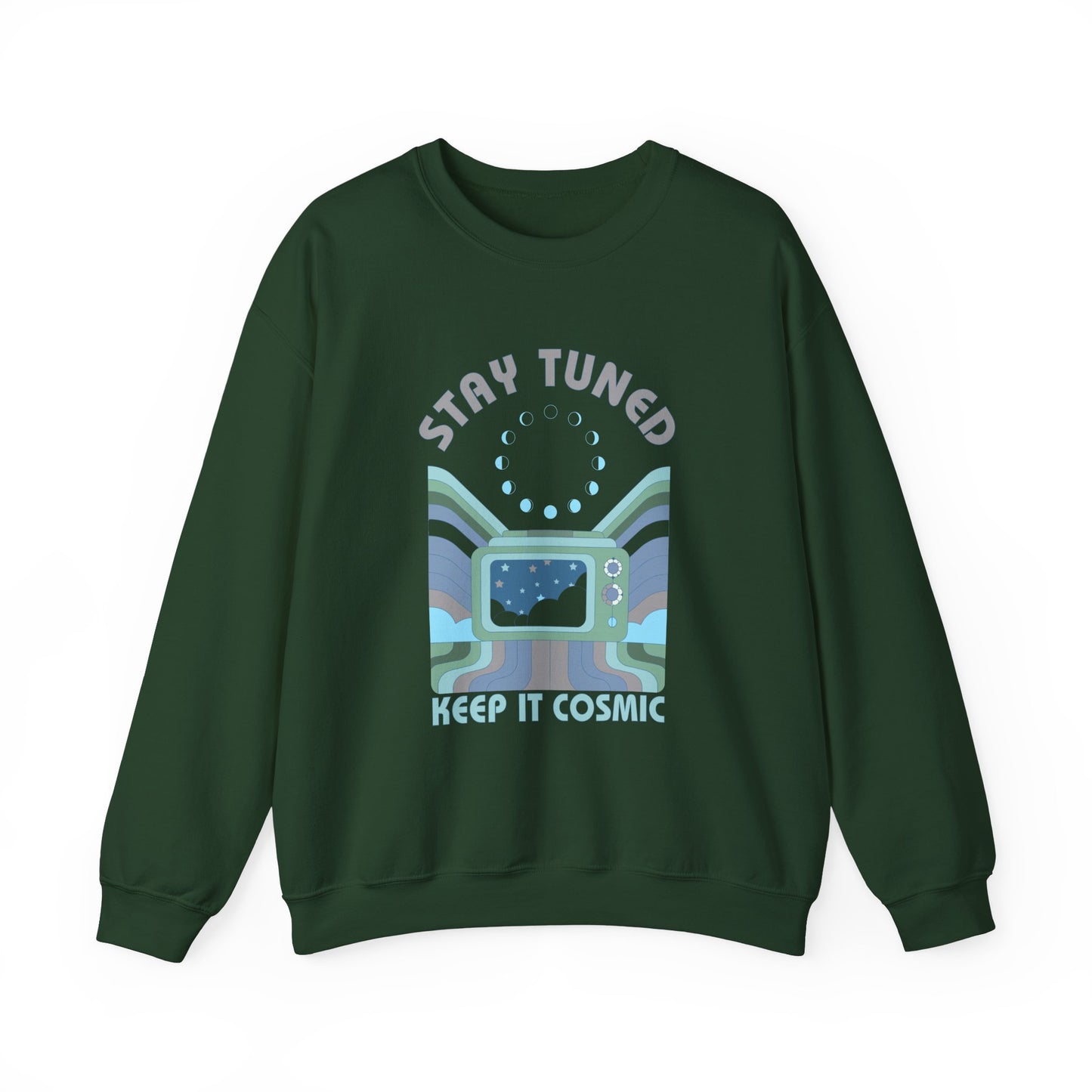 Stay Tuned Moon Phase Retro Sweatshirt - Earthglow Celestial Crewneck