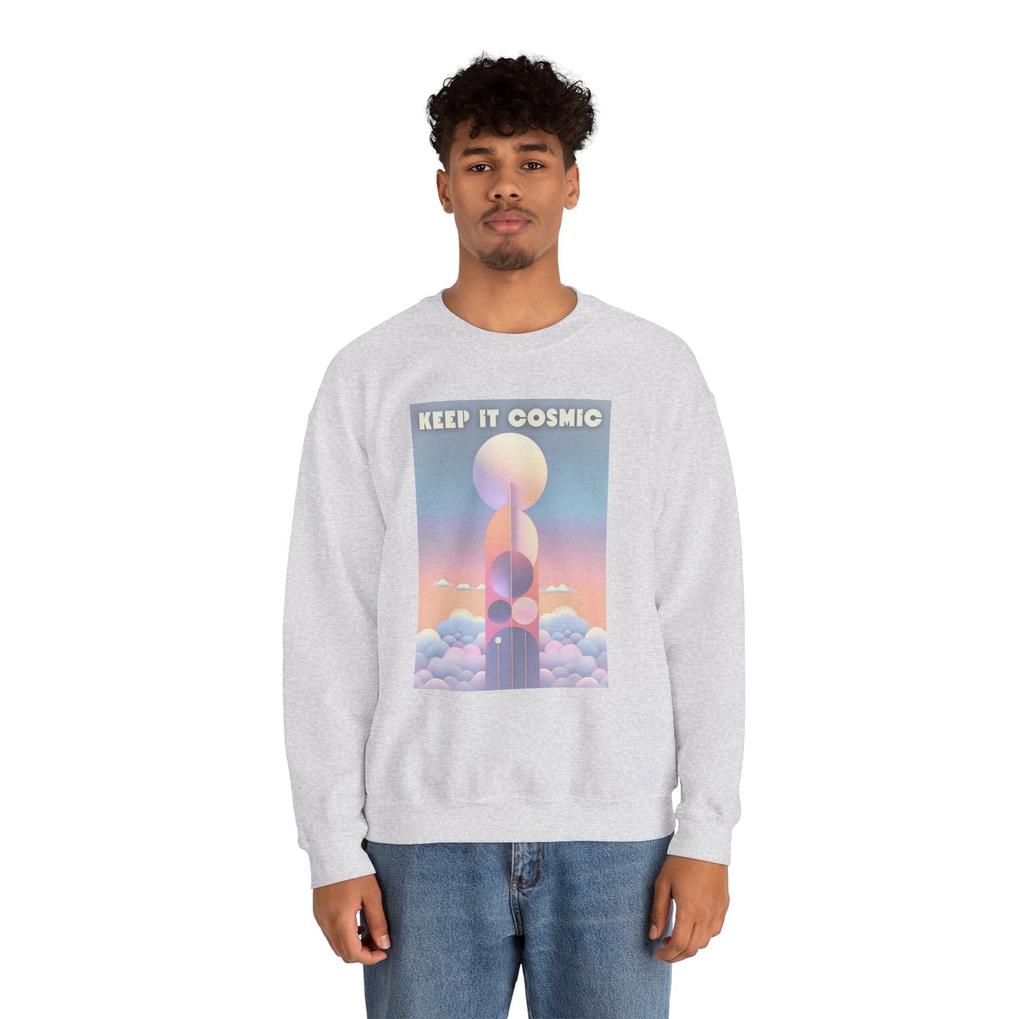 Keep It Cosmic Pastel Sweatshirt – Retro Celestial Aesthetic Crewneck