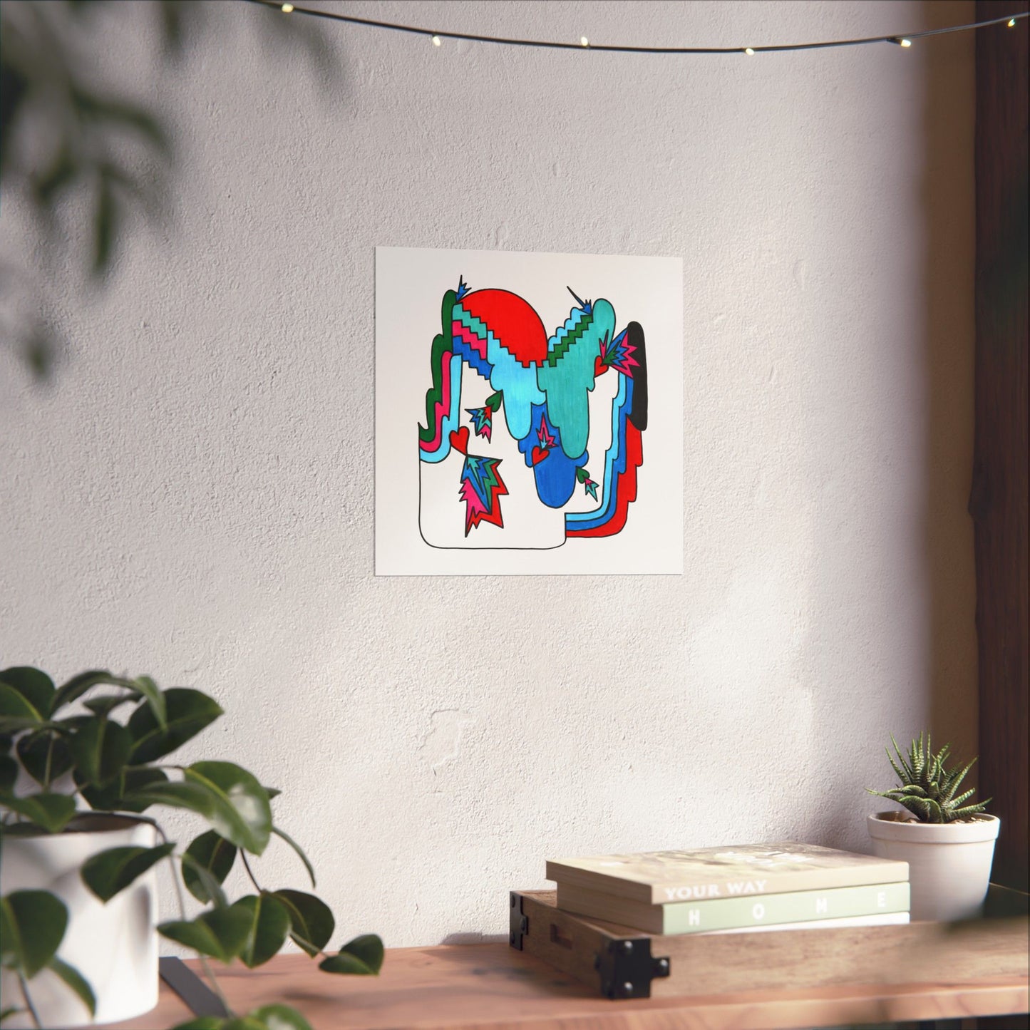 Open Heart Circuit Colorful Abstract Geometric Art Print