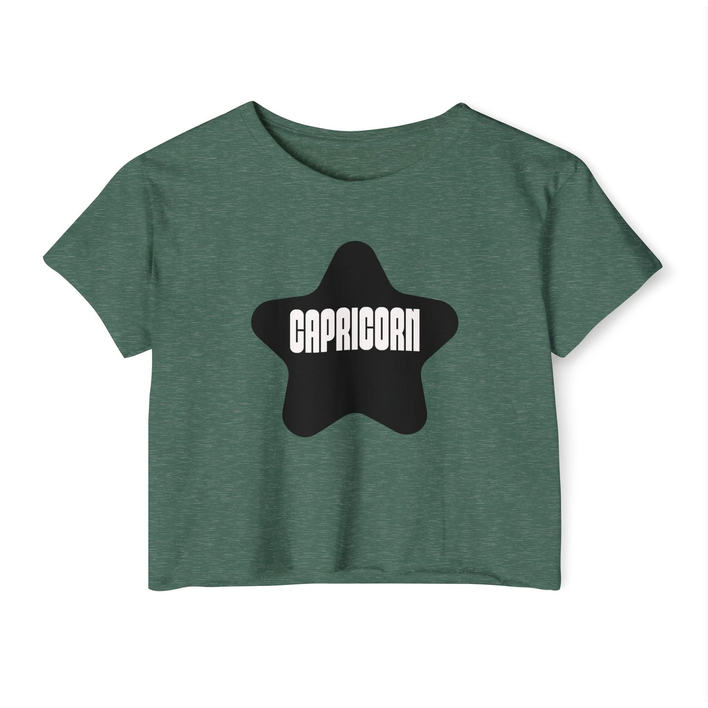 Capricorn Black Star Crop Top – Retro Zodiac Tee