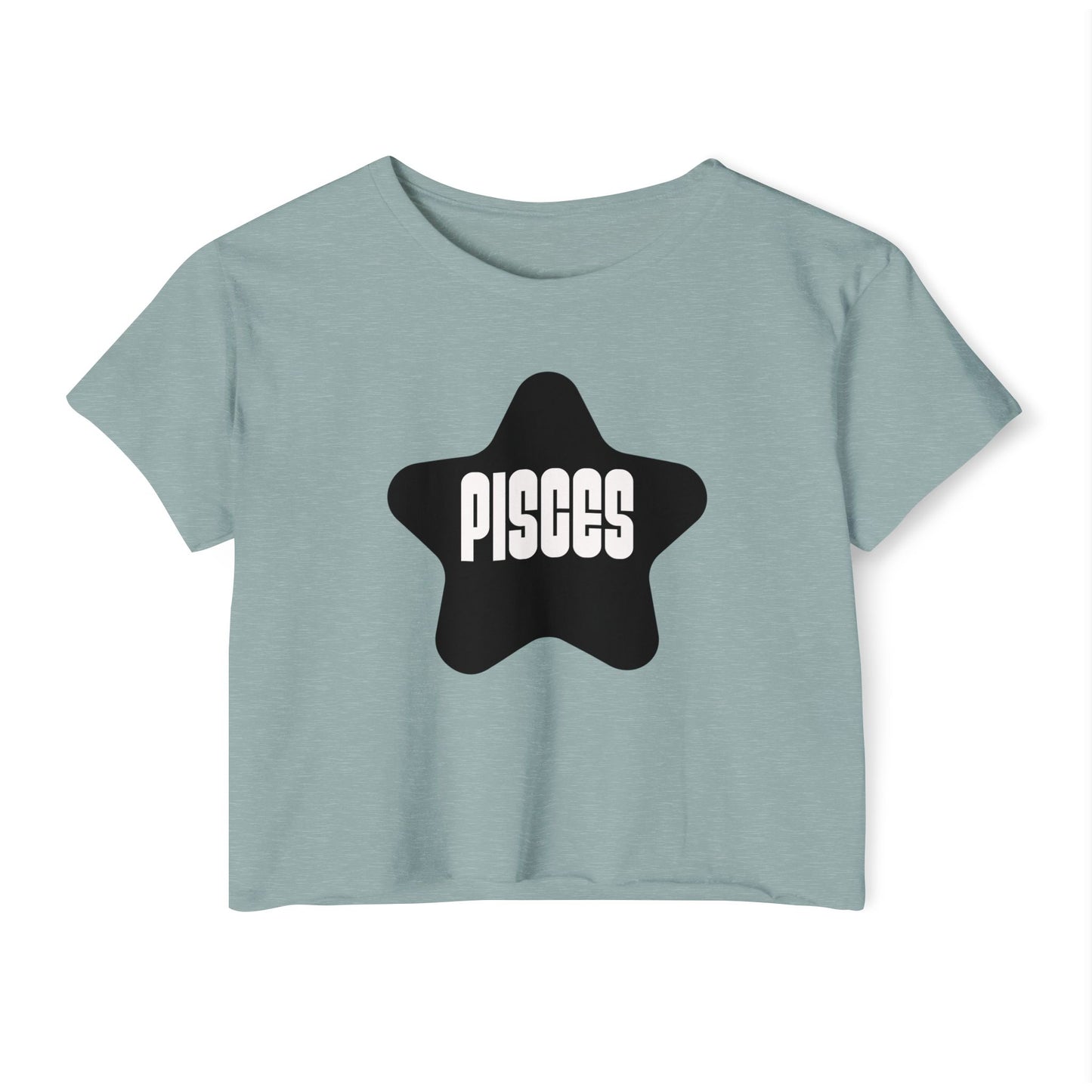 Black Star Pisces Crop Top Women's Astrology T-Shirt Pisces Zodiac Star Shirt
