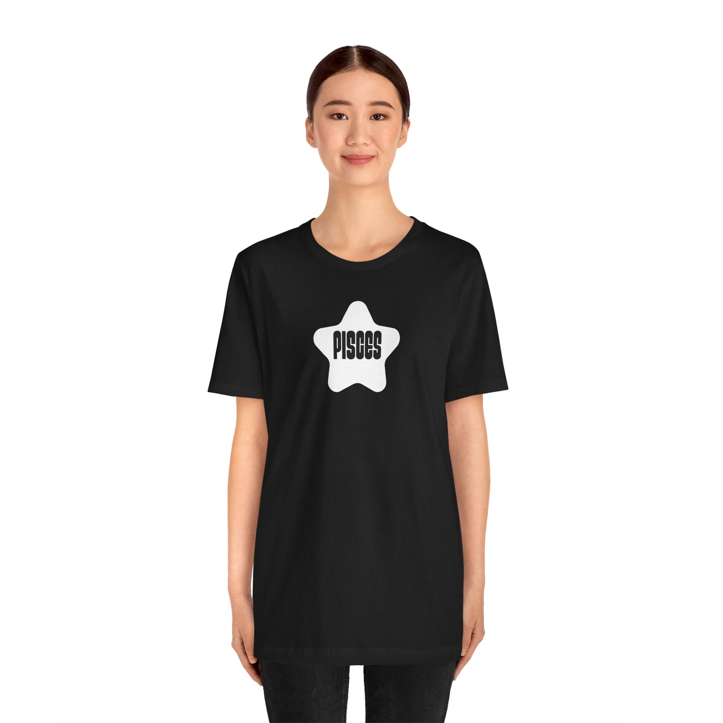 Pisces Dark Mode Star Tee – White Star Pisces Zodiac T-Shirt