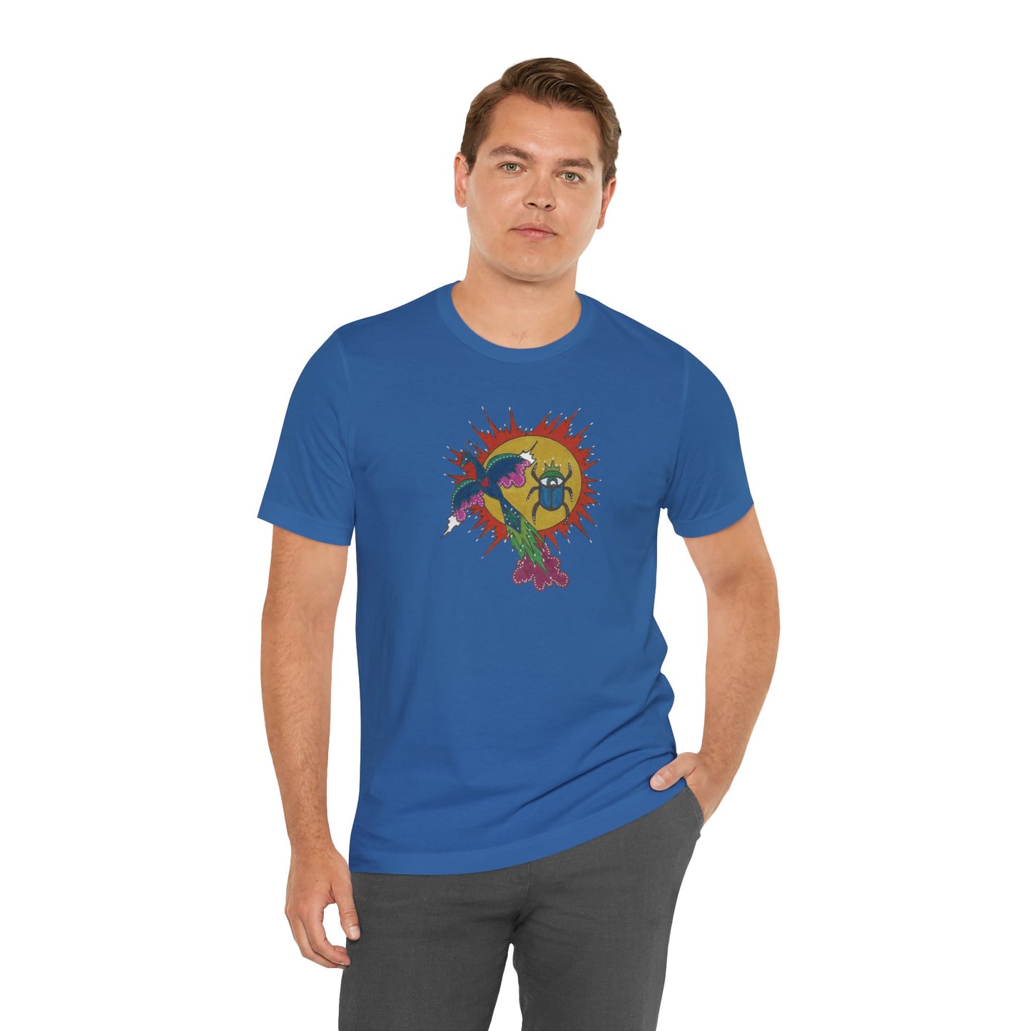 Integrate to Radiate Tee | Symbolic Solar Scarab Comic Art Shirt (Unisex)