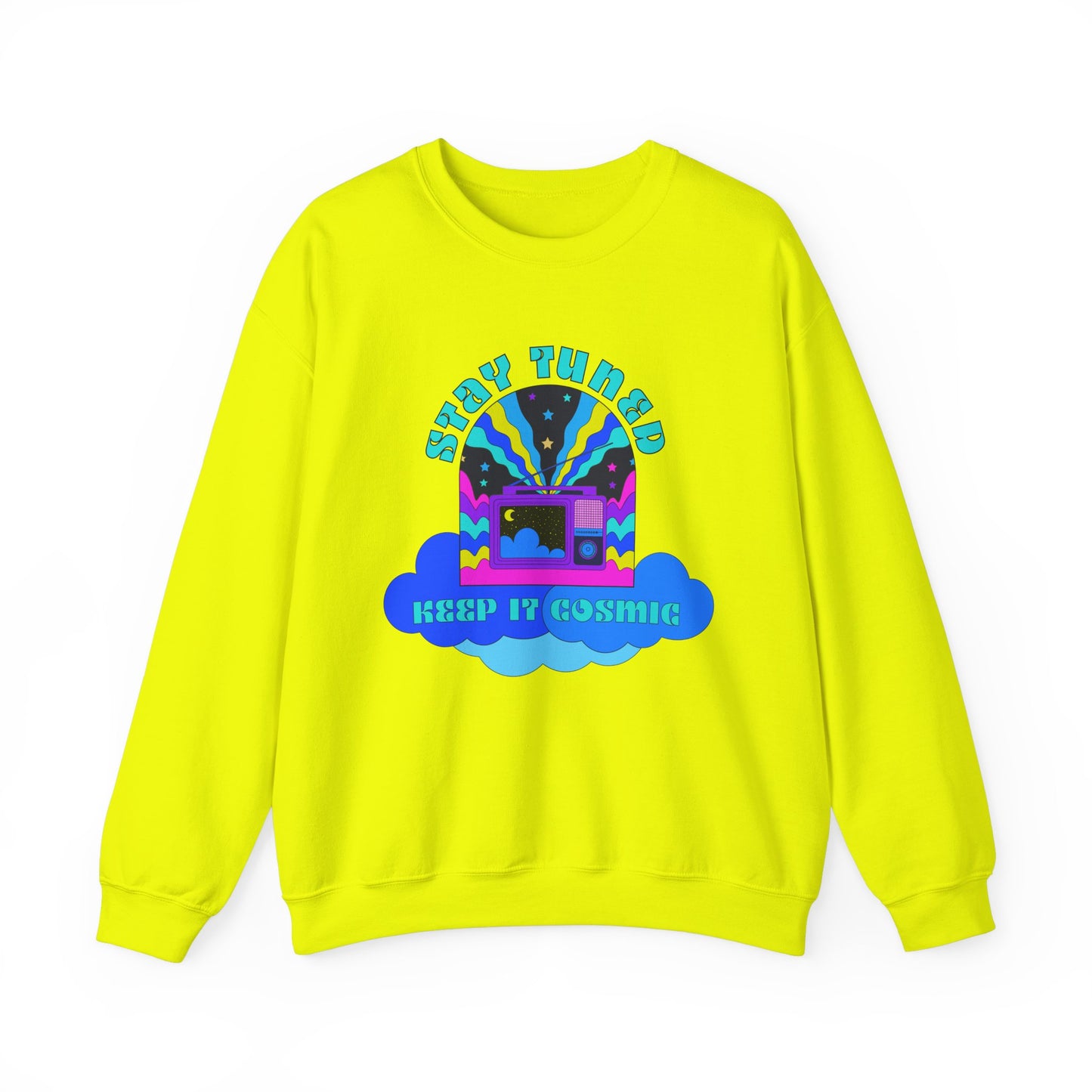 Stay Tuned Cosmic Retro Sweatshirt - Dayglow Celestial Crewneck