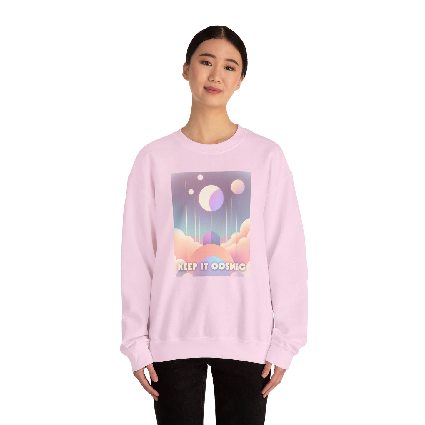 Keep It Cosmic Pastel Sweatshirt – Retro Celestial Aesthetic Crewneck