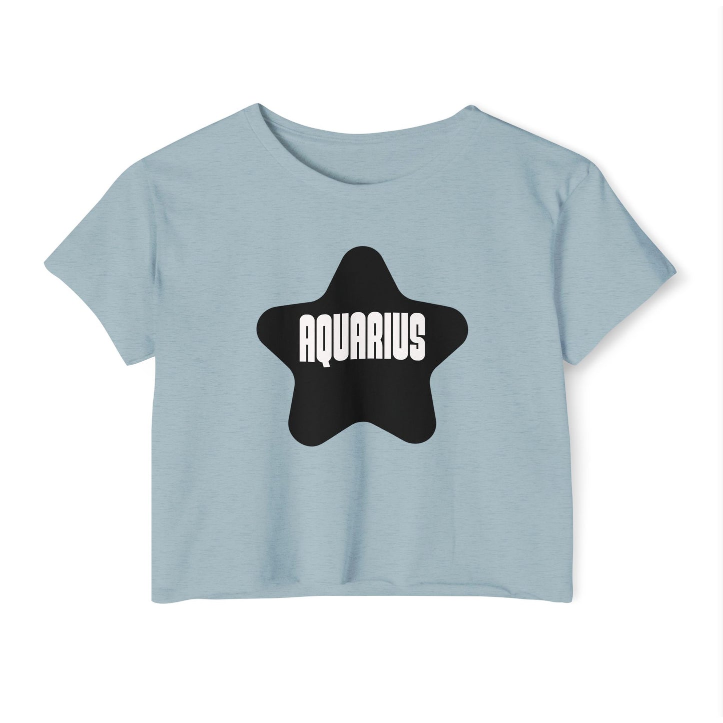 Aquarius Black Star Crop Top – Retro Zodiac Tee