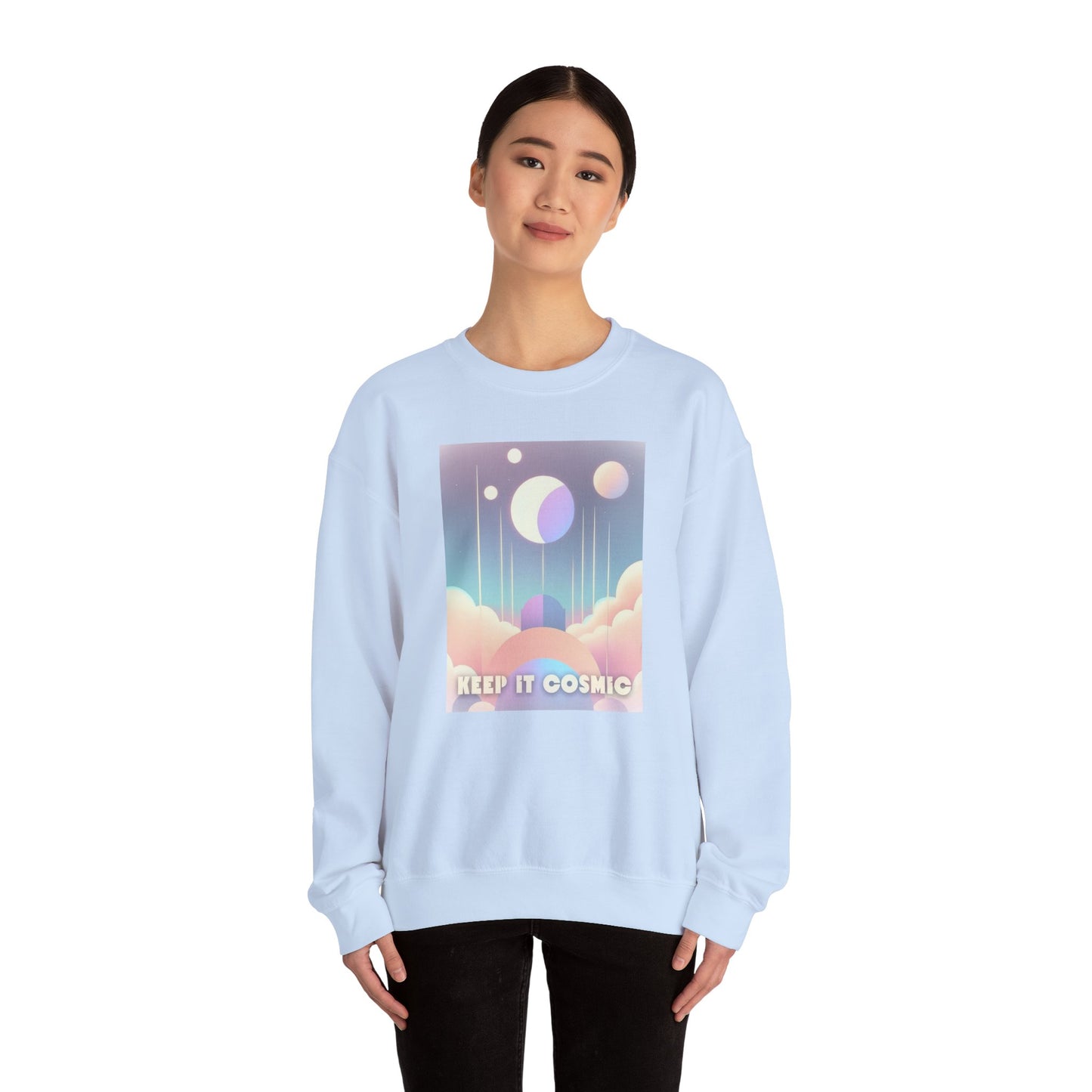 Keep It Cosmic Pastel Sweatshirt – Retro Celestial Aesthetic Crewneck