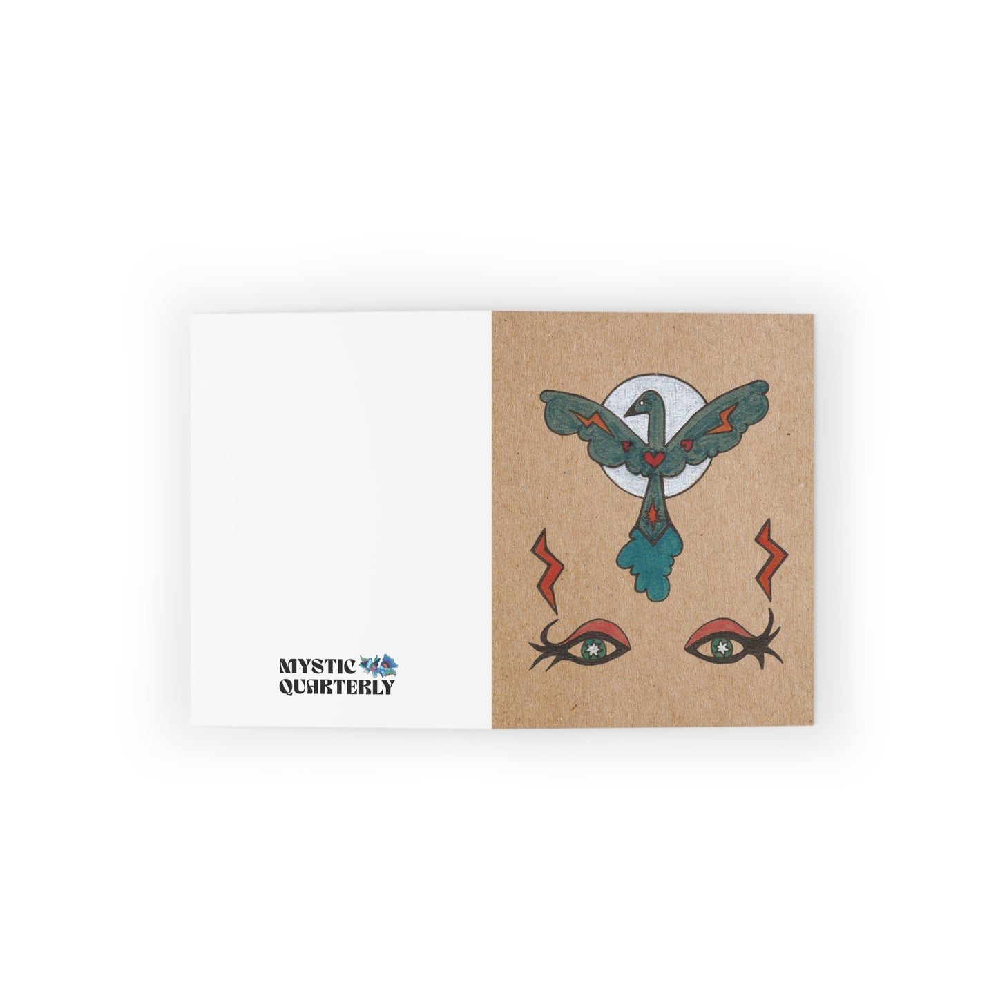 Full Moon Rising Abstract Bird Greet Cards Set of 8
