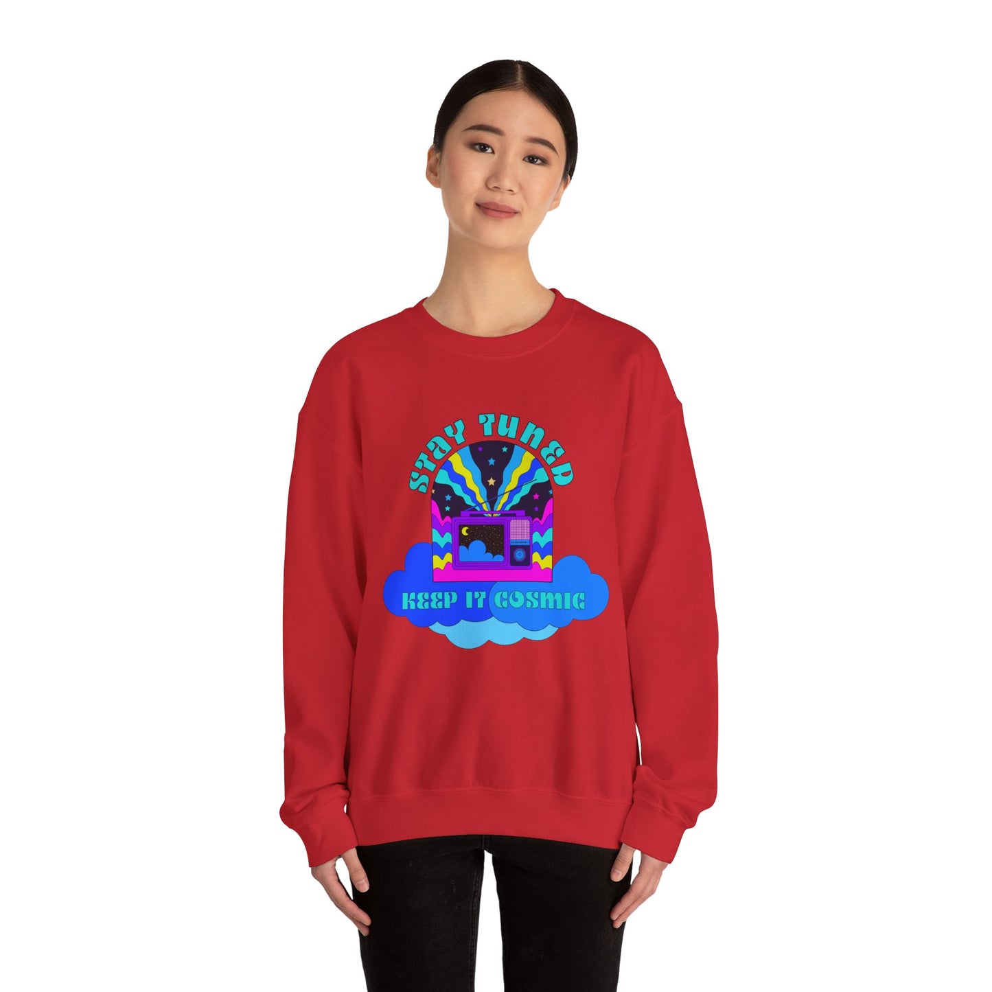 Stay Tuned Cosmic Retro Sweatshirt - Dayglow Celestial Crewneck