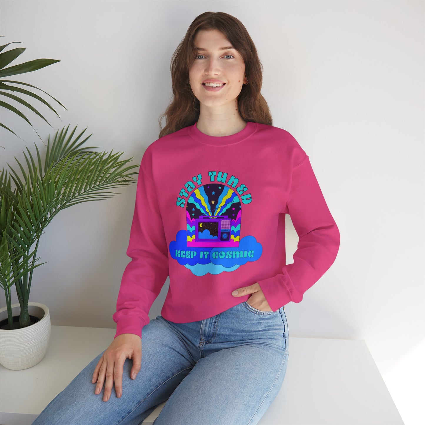 Stay Tuned Cosmic Retro Sweatshirt - Dayglow Celestial Crewneck