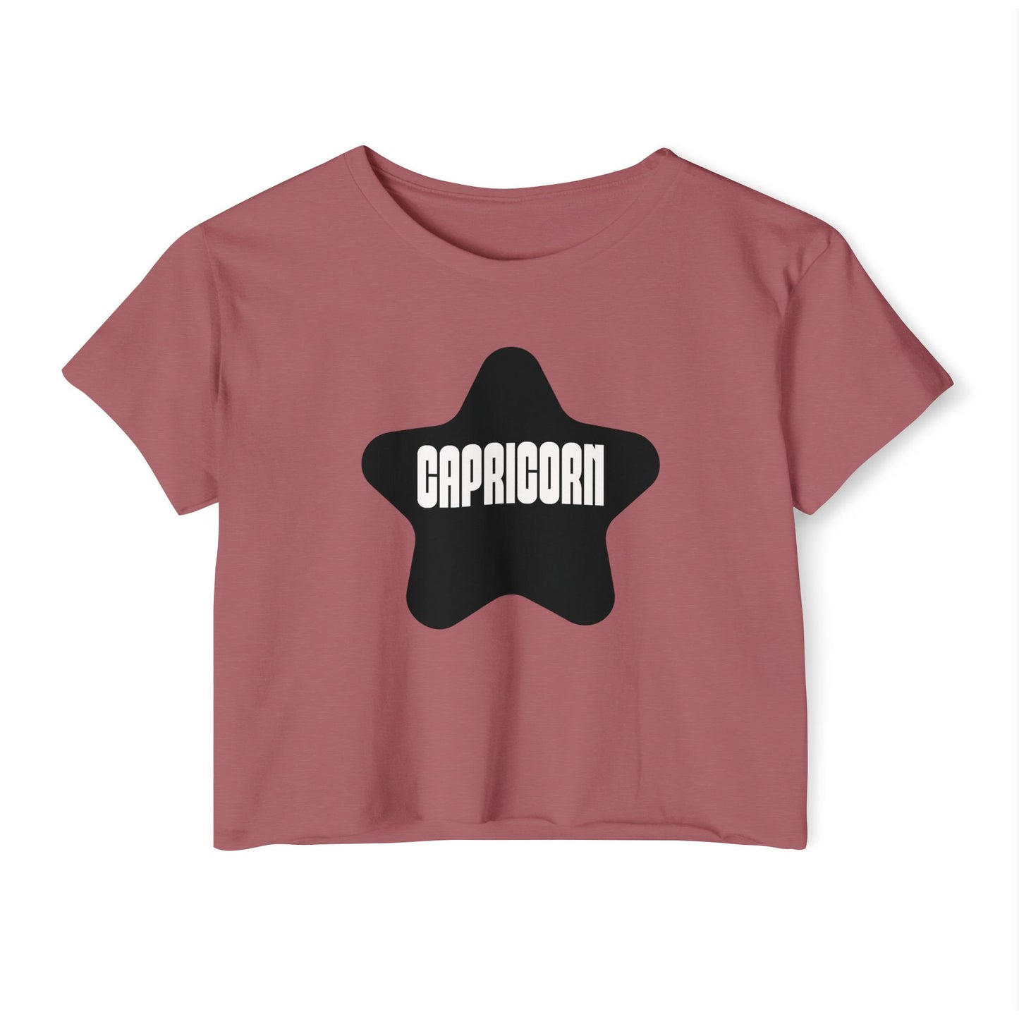 Capricorn Black Star Crop Top – Retro Zodiac Tee