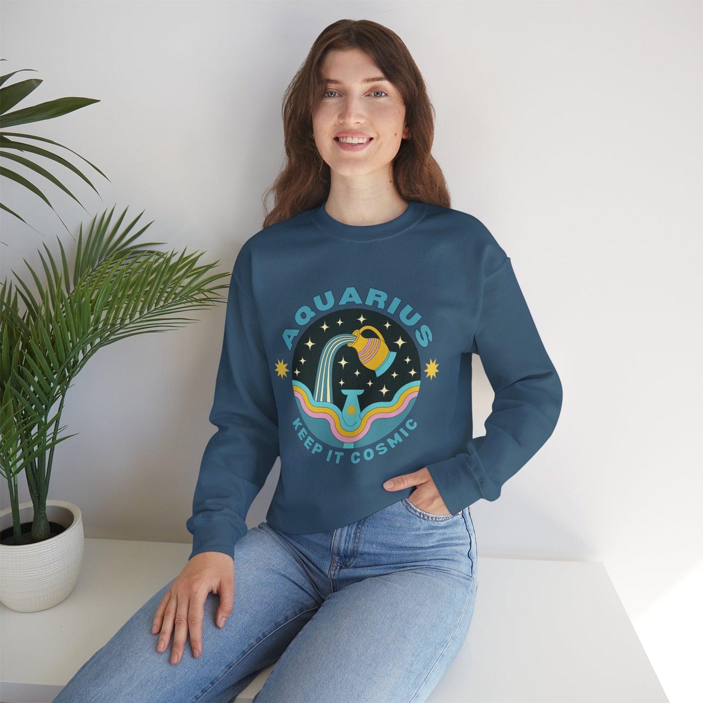 Keep It Cosmic - Retro Star Sign Astro Sweatshirt | Aquarius