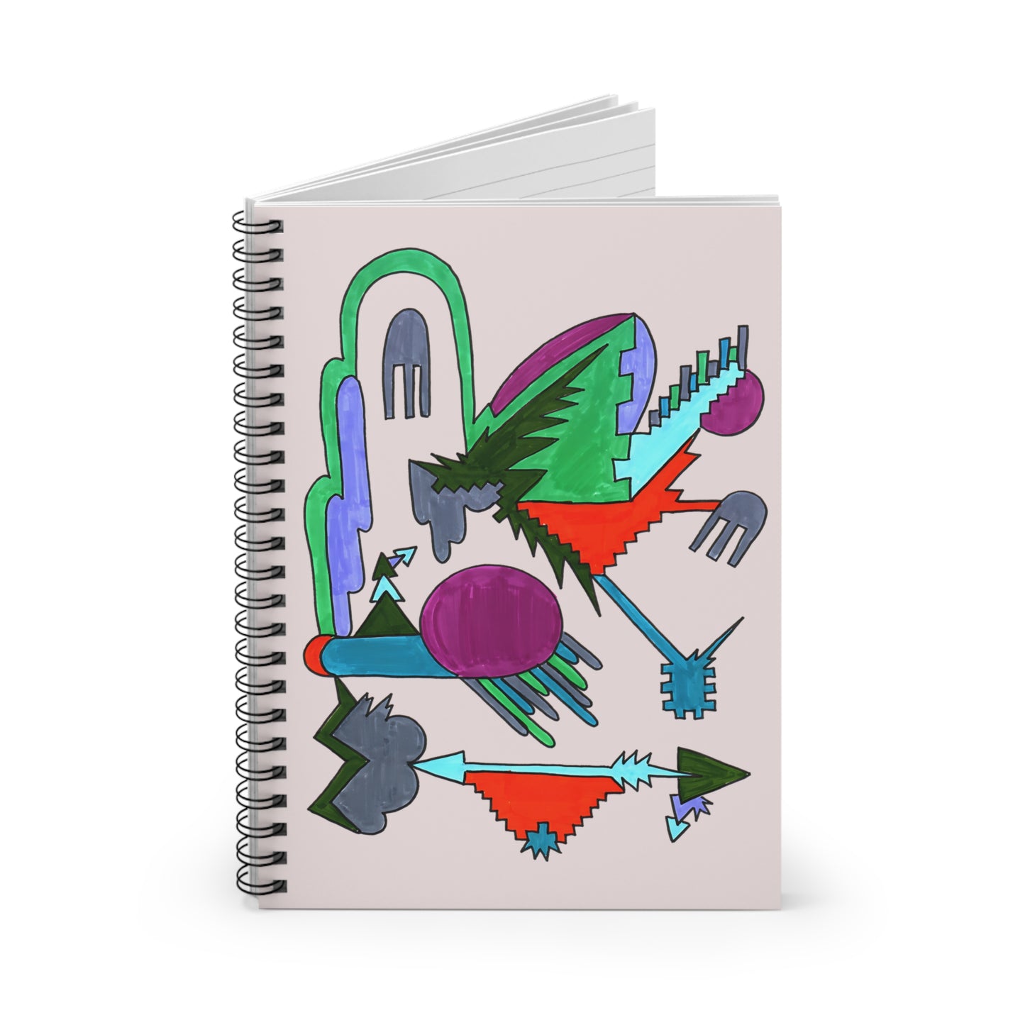 Directional Code | Hand-Drawn Glyph Spiral Notebook (6" x 8")
