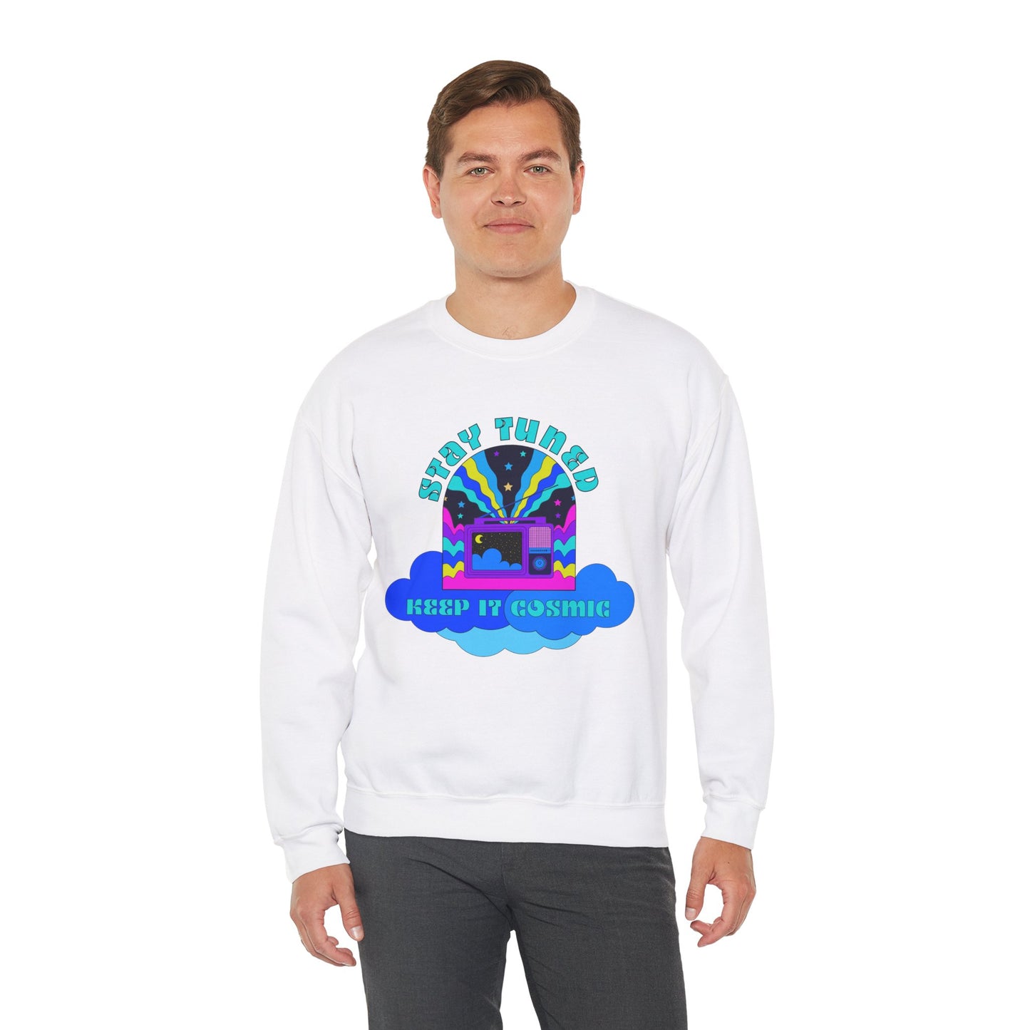 Stay Tuned Cosmic Retro Sweatshirt - Dayglow Celestial Crewneck
