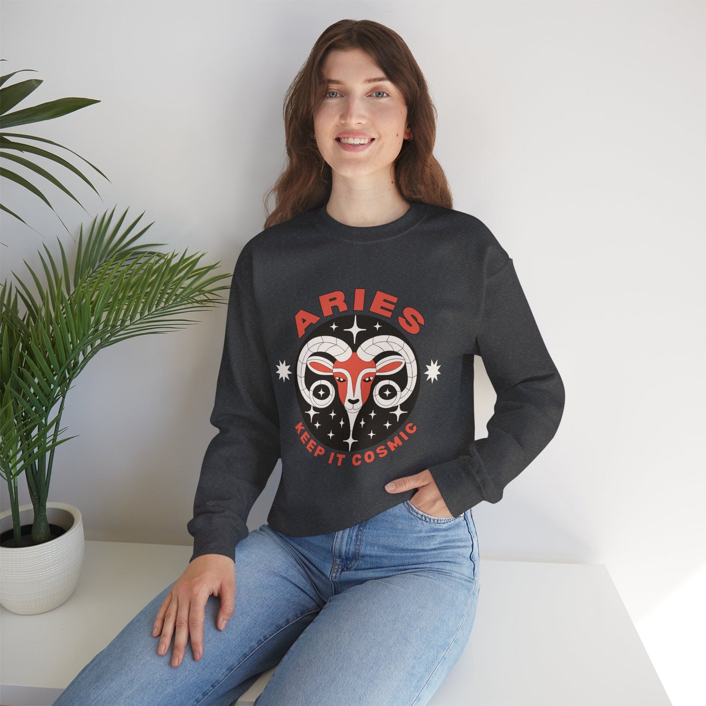 Keep It Cosmic - Retro Star Sign Astro Sweatshirt | Aries