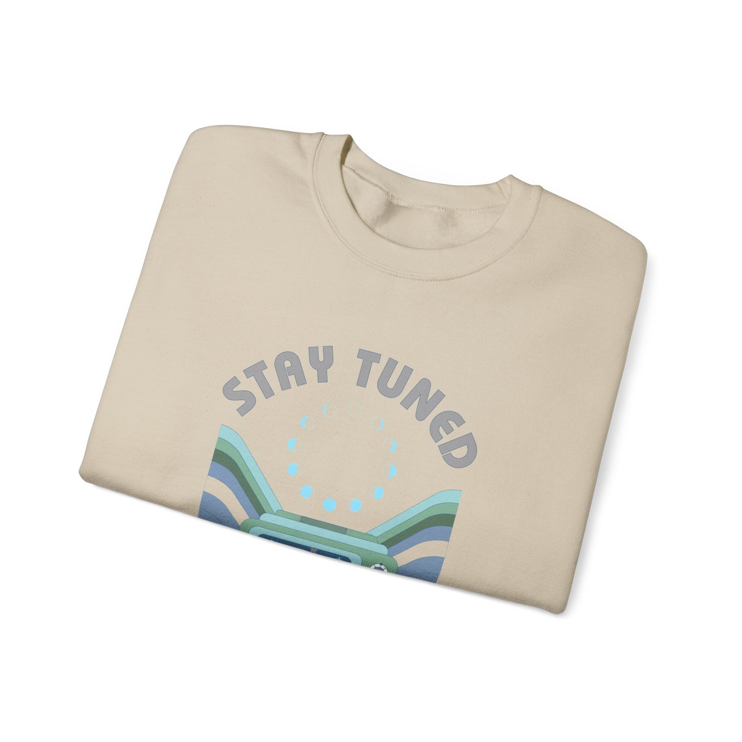 Stay Tuned Moon Phase Retro Sweatshirt - Earthglow Celestial Crewneck
