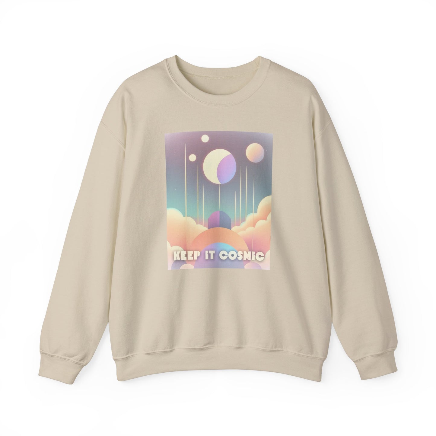 Keep It Cosmic Pastel Sweatshirt – Retro Celestial Aesthetic Crewneck