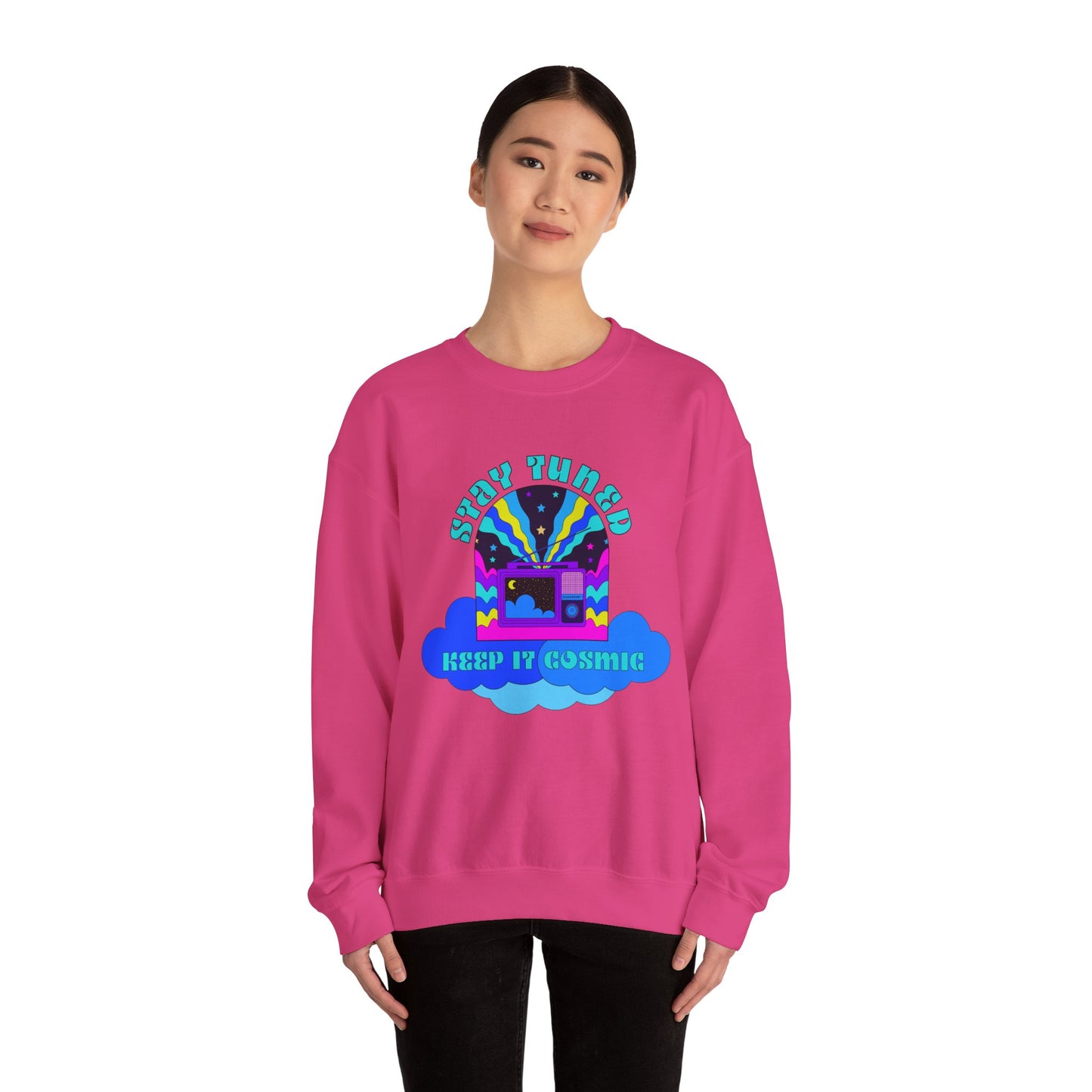Stay Tuned Cosmic Retro Sweatshirt - Dayglow Celestial Crewneck