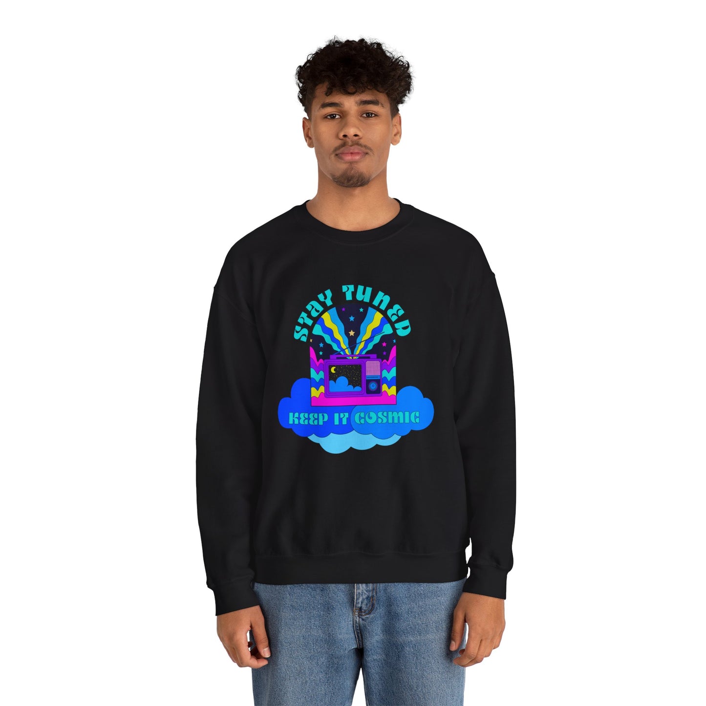 Stay Tuned Cosmic Retro Sweatshirt - Dayglow Celestial Crewneck