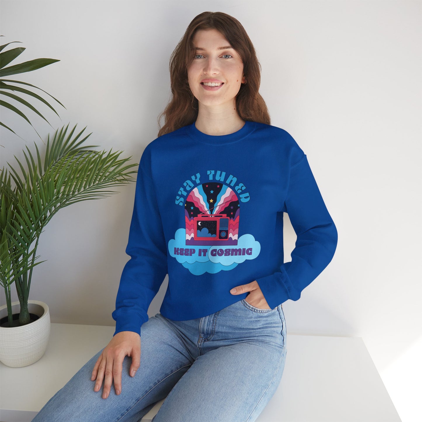 Stay Tuned Cosmic Retro Sweatshirt - Dreamglow Celestial Crewneck