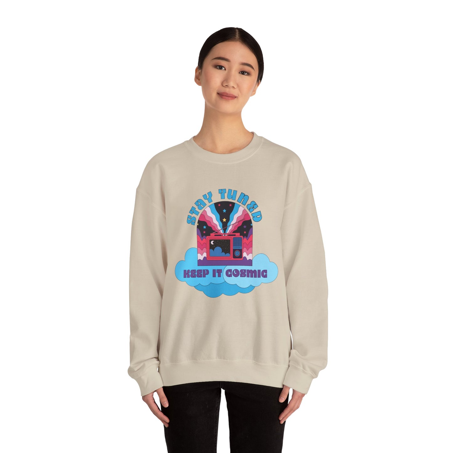 Stay Tuned Cosmic Retro Sweatshirt - Dreamglow Celestial Crewneck