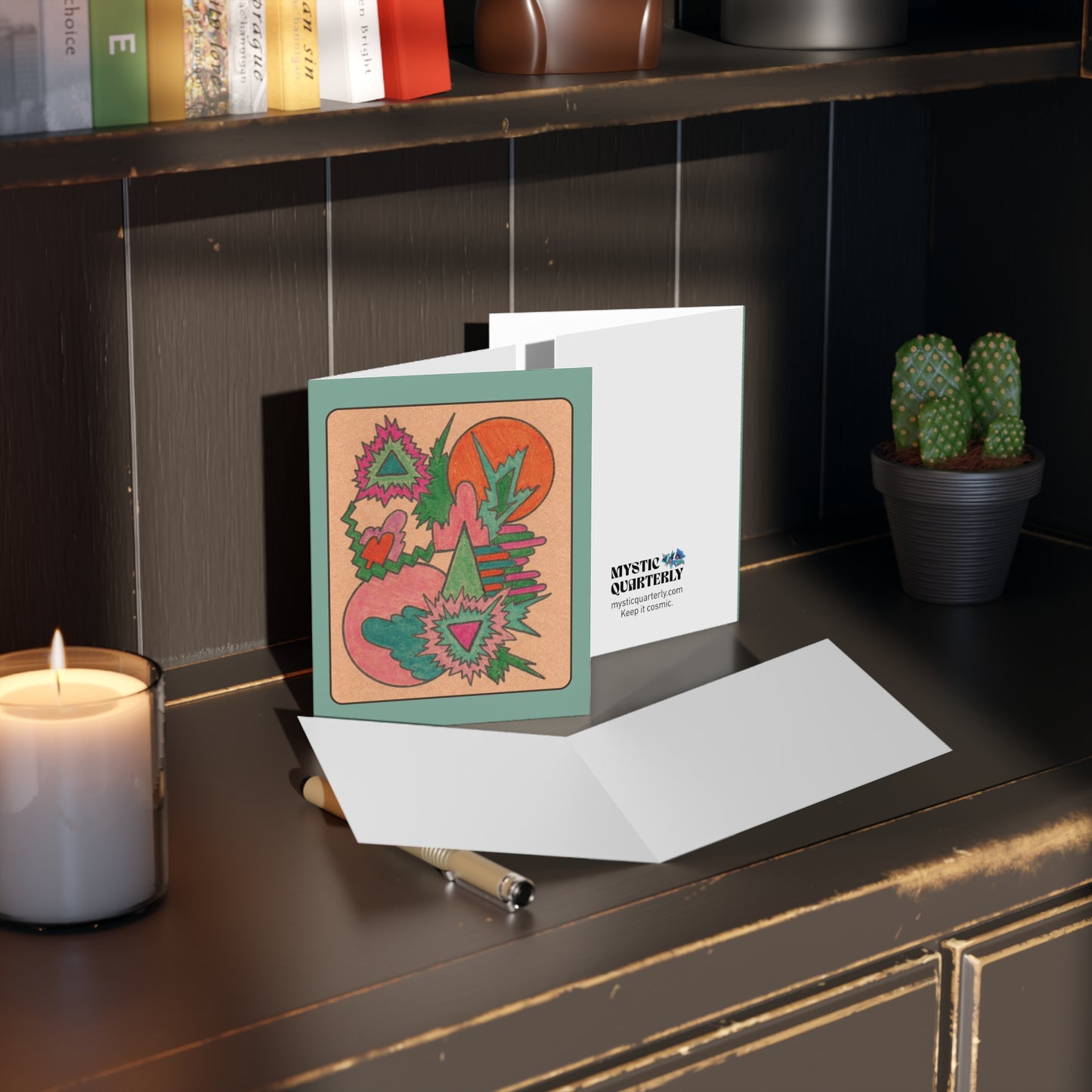 Abstract Cosmic Colorful Greeting Card Set of 8