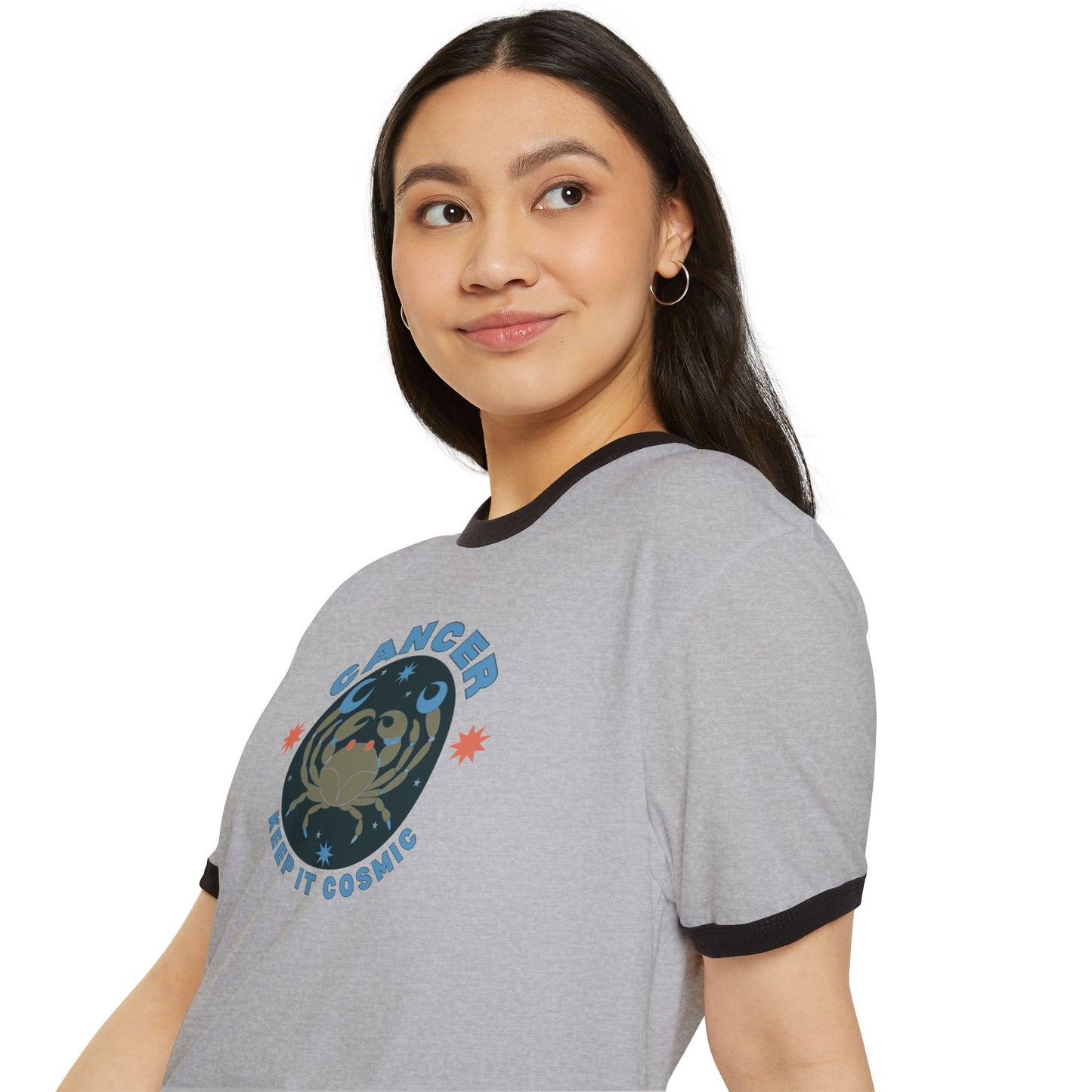 Keep it Cosmic Astrology Retro Ringer Tee — Cancer Zodiac T-Shirt