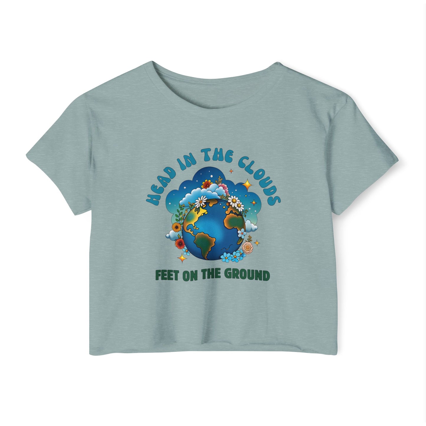Grounded Dreamer Crop Top - Retro Earth Lover Tee