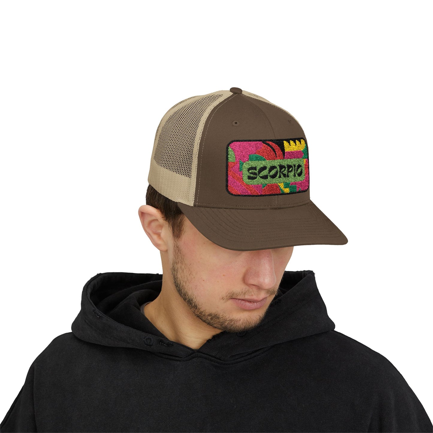 Scorpio Trucker Hat - Retro Astrology Snapback Cap - Embroidered Horoscope Hat