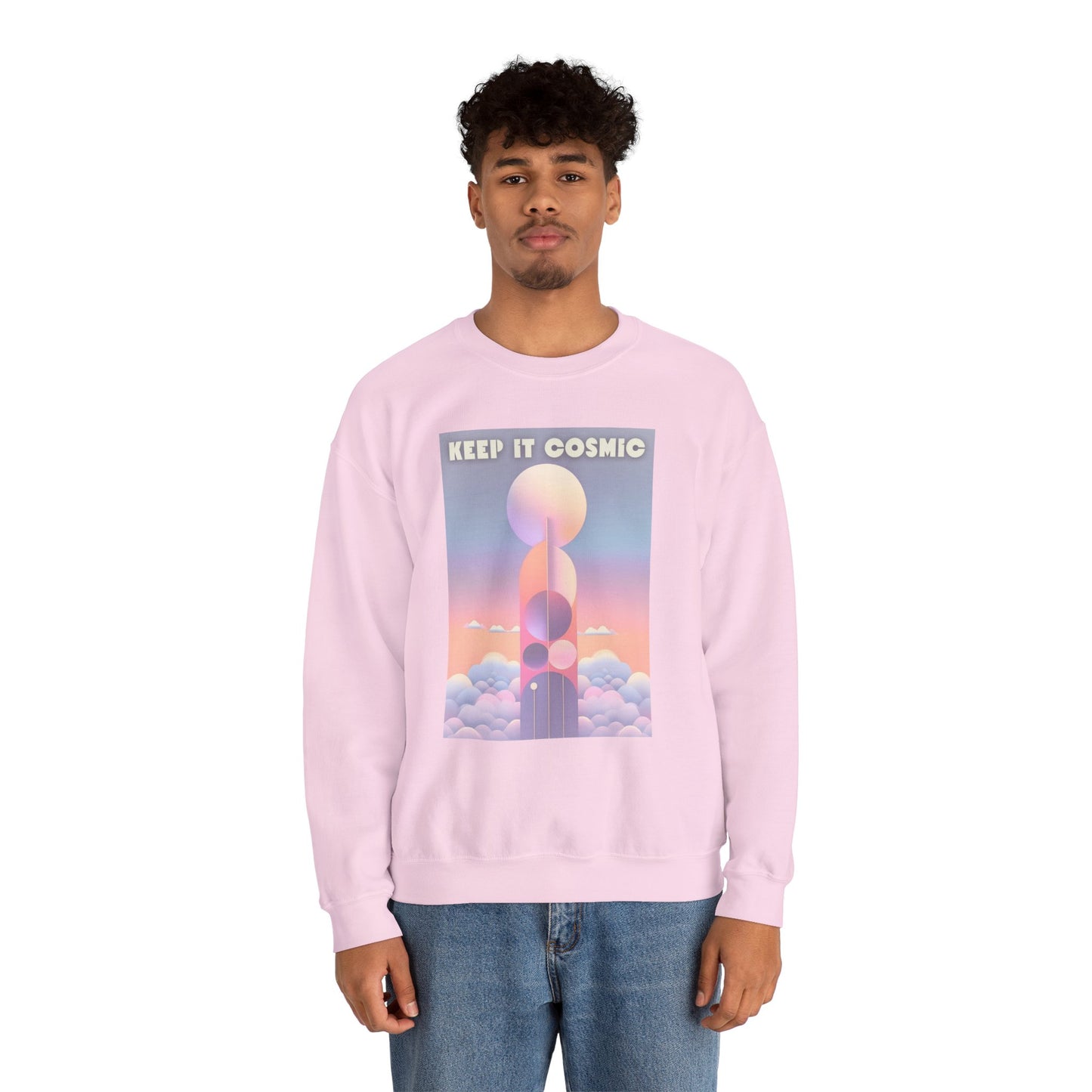 Keep It Cosmic Pastel Sweatshirt – Retro Celestial Aesthetic Crewneck