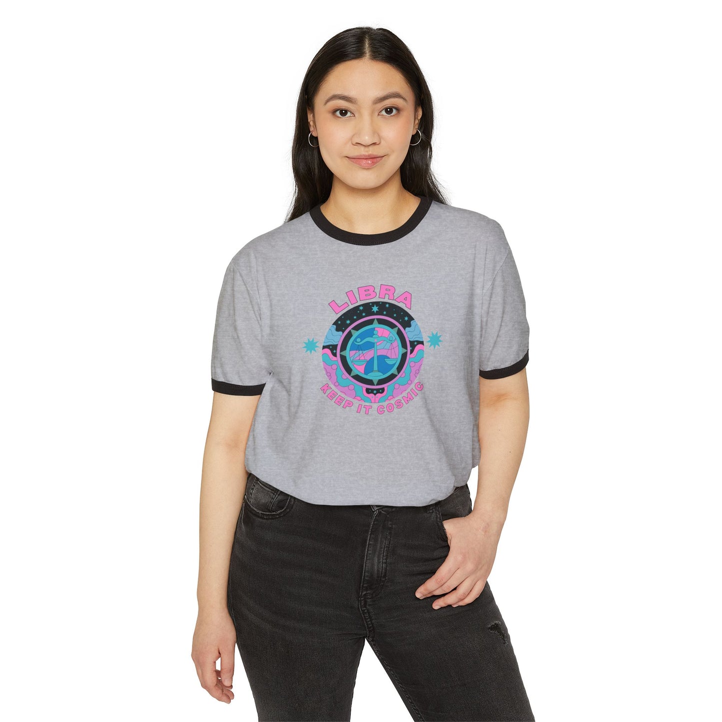 Keep it Cosmic Astrology Retro Ringer Tee — Libra Zodiac T-Shirt