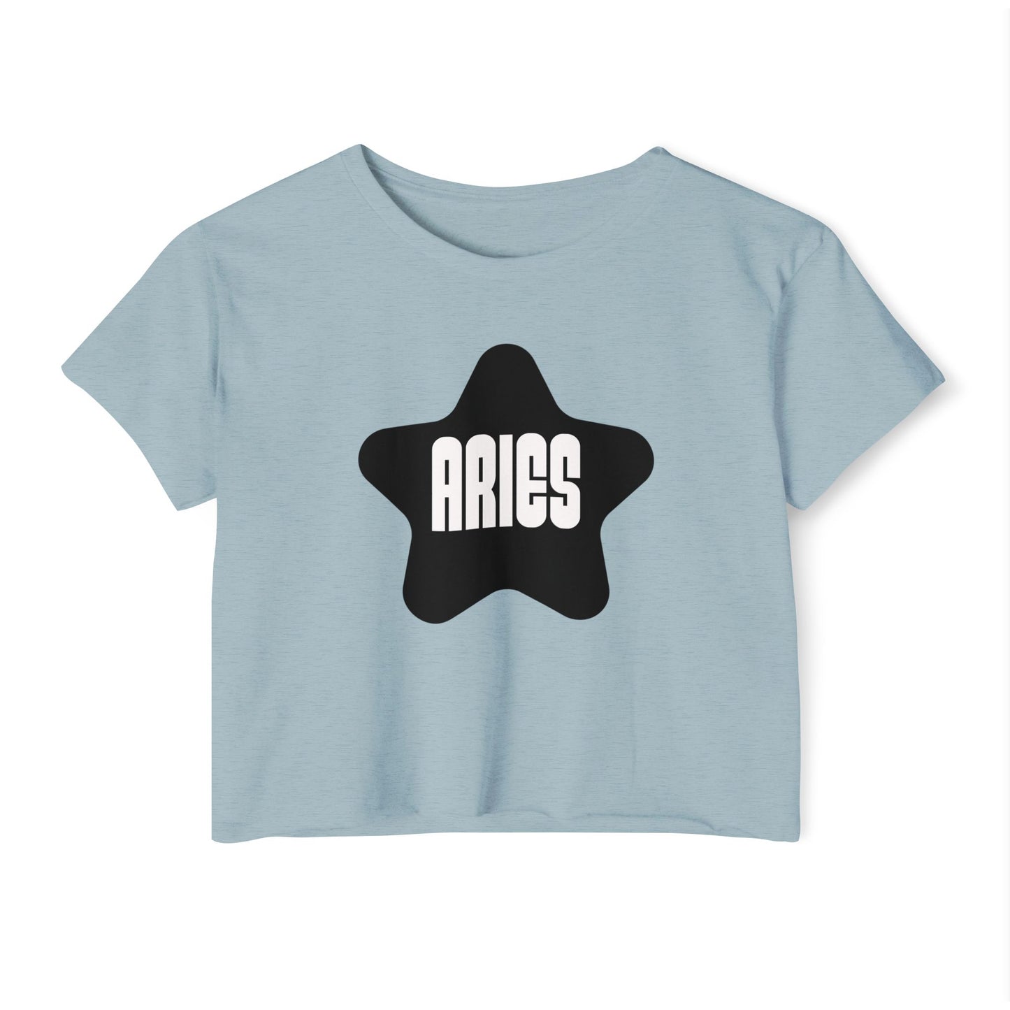Aries Black Star Crop Top – Retro Zodiac Tee