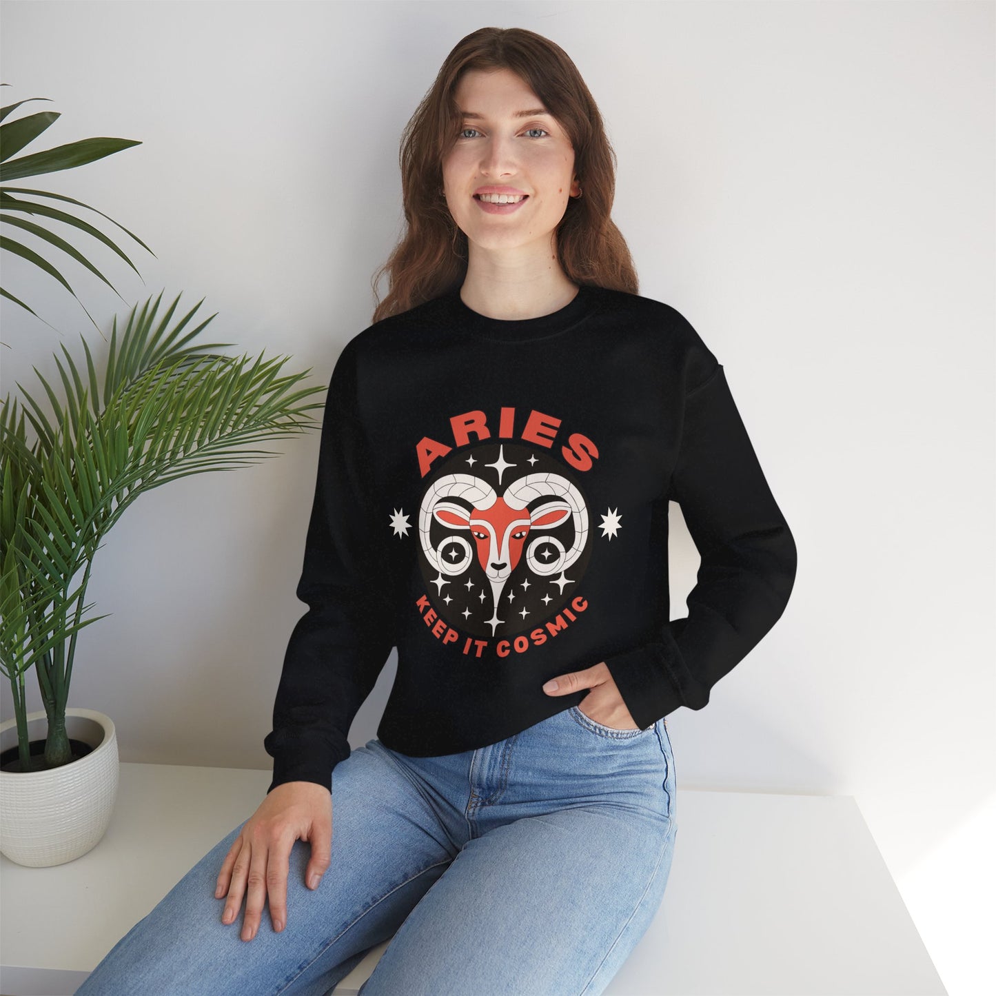 Keep It Cosmic - Retro Star Sign Astro Sweatshirt | Aries