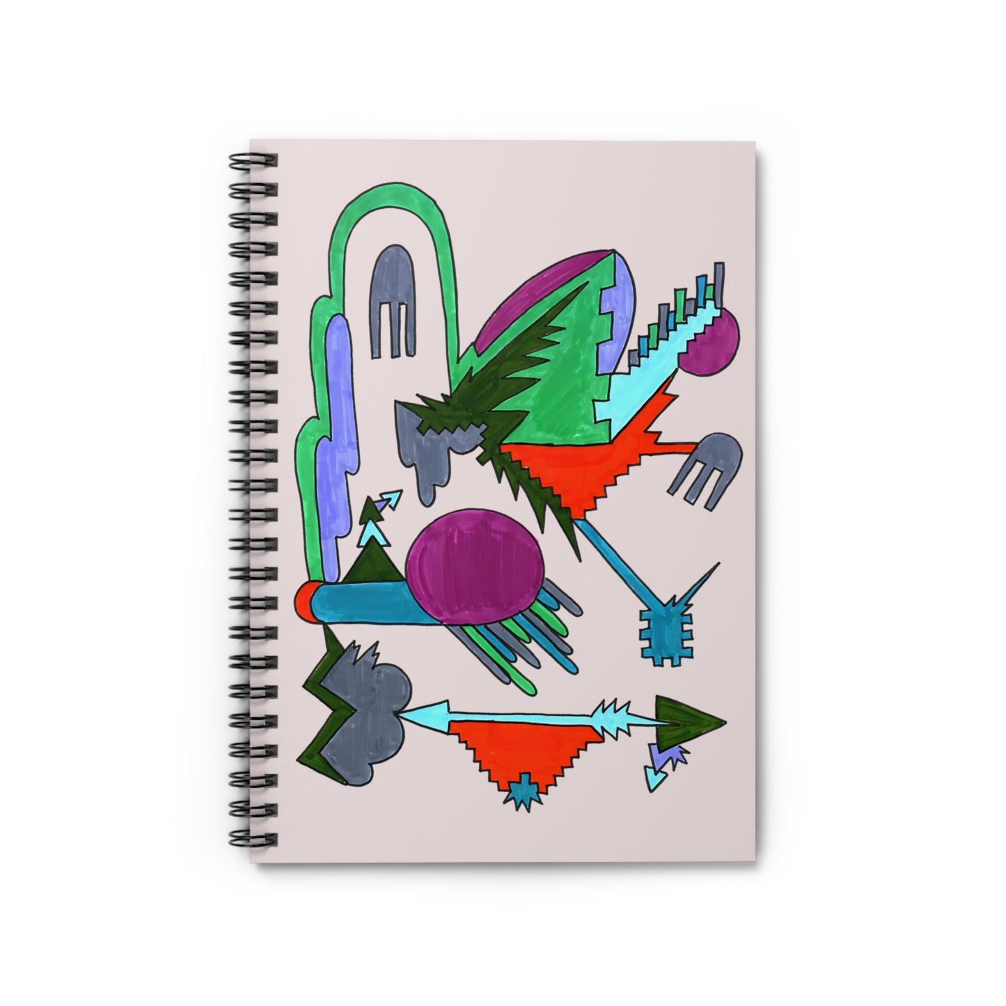 Directional Code | Hand-Drawn Glyph Spiral Notebook (6" x 8")