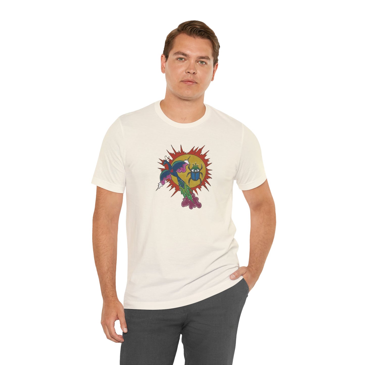 Integrate to Radiate Tee | Symbolic Solar Scarab Comic Art Shirt (Unisex)