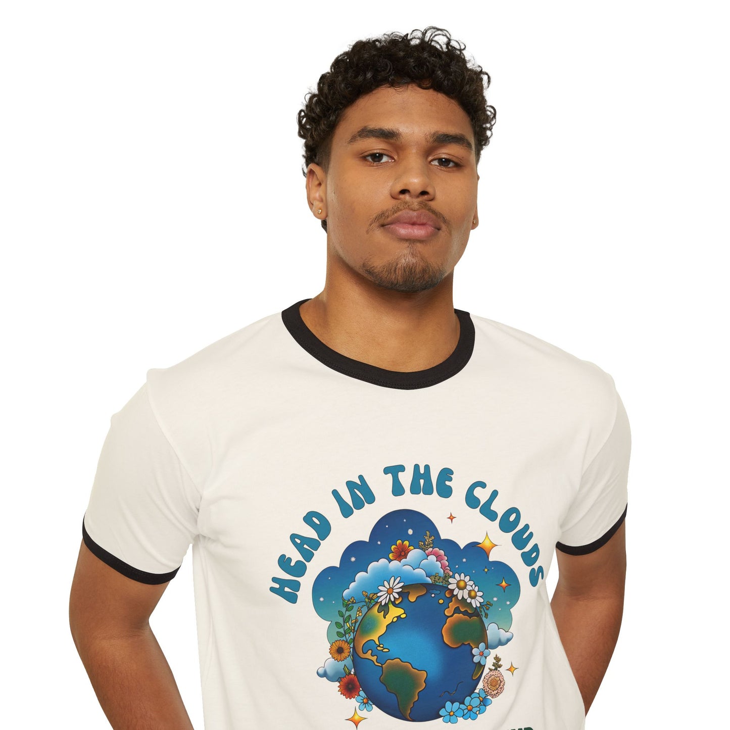 Grounded Dreamer Retro Ringer Tee - 70s Inspired Earth Lover Graphic T-Shirt