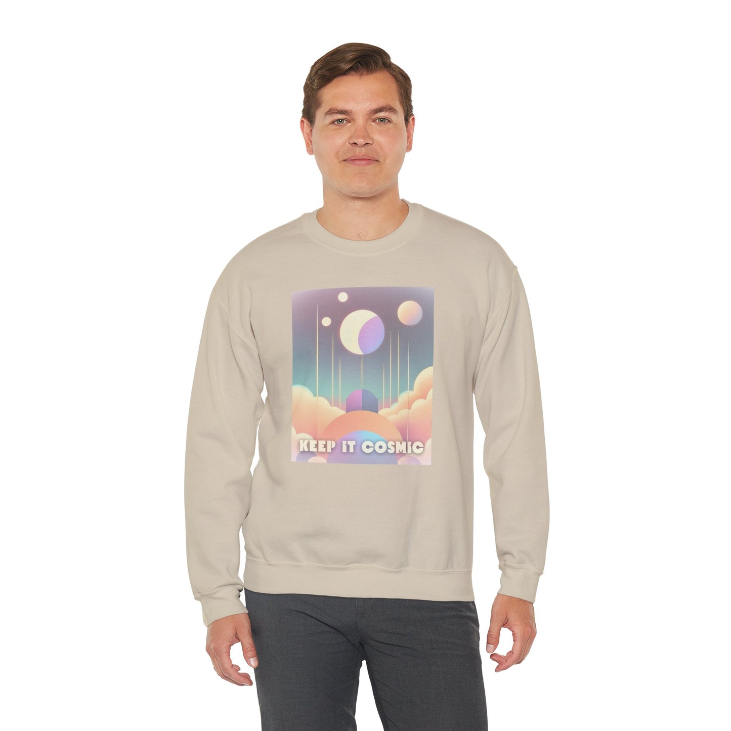 Keep It Cosmic Pastel Sweatshirt – Retro Celestial Aesthetic Crewneck