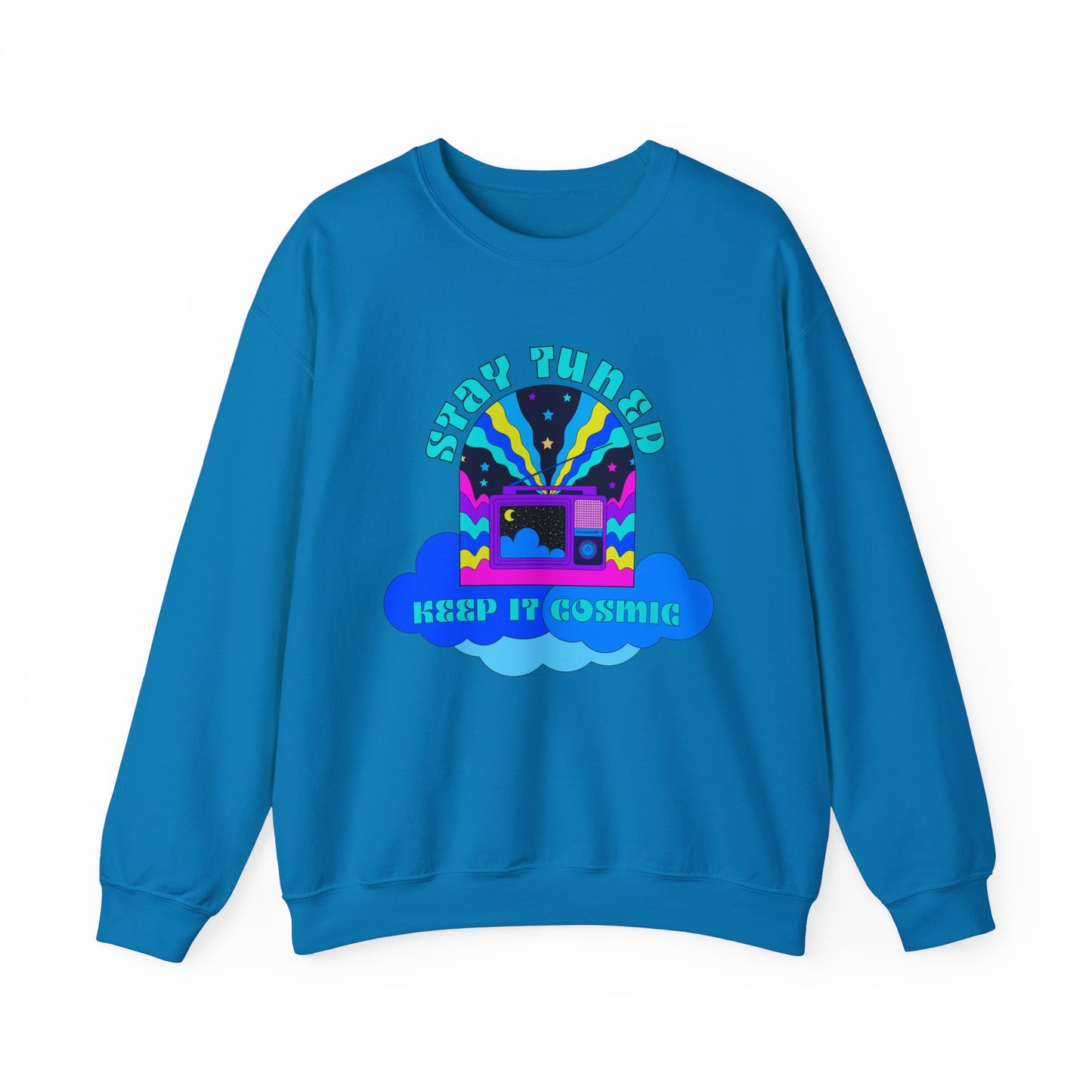 Stay Tuned Cosmic Retro Sweatshirt - Dayglow Celestial Crewneck