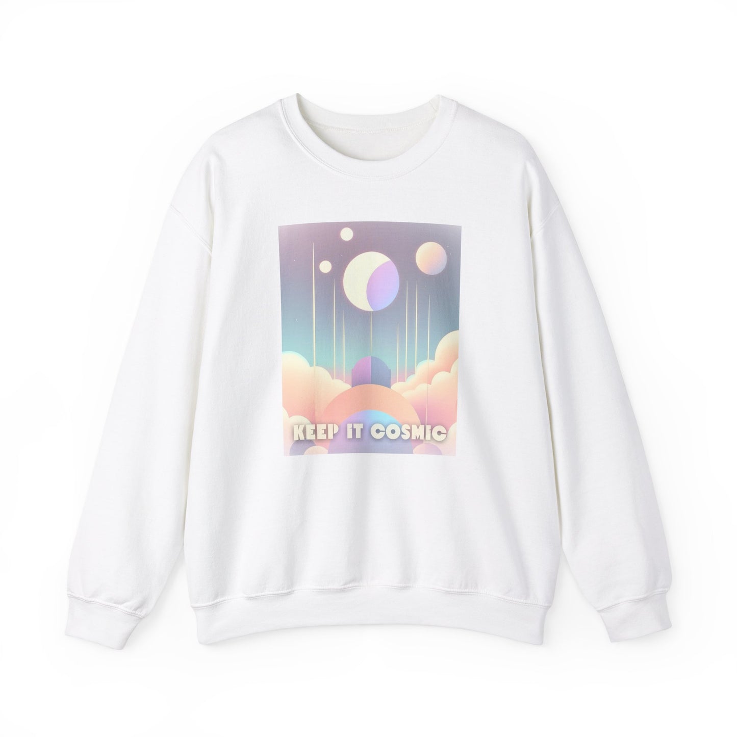 Keep It Cosmic Pastel Sweatshirt – Retro Celestial Aesthetic Crewneck