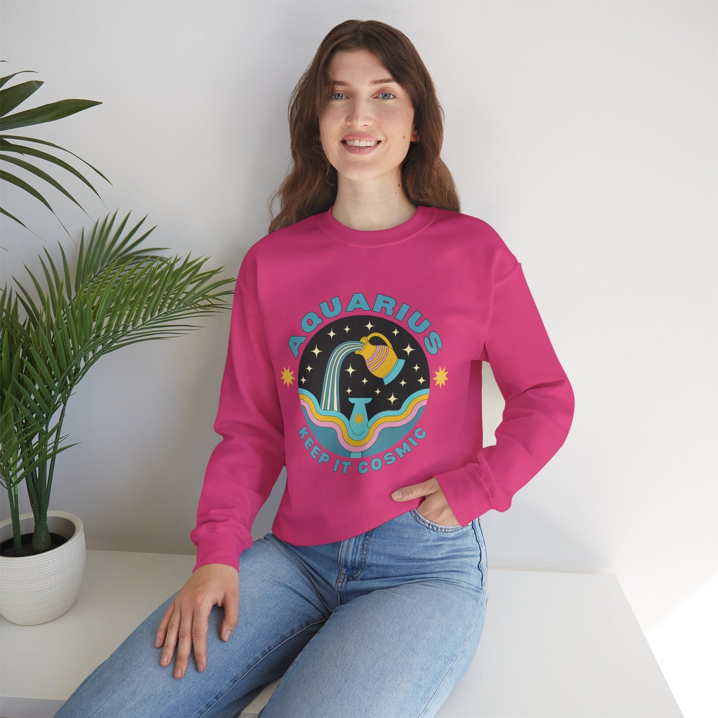 Keep It Cosmic - Retro Star Sign Astro Sweatshirt | Aquarius
