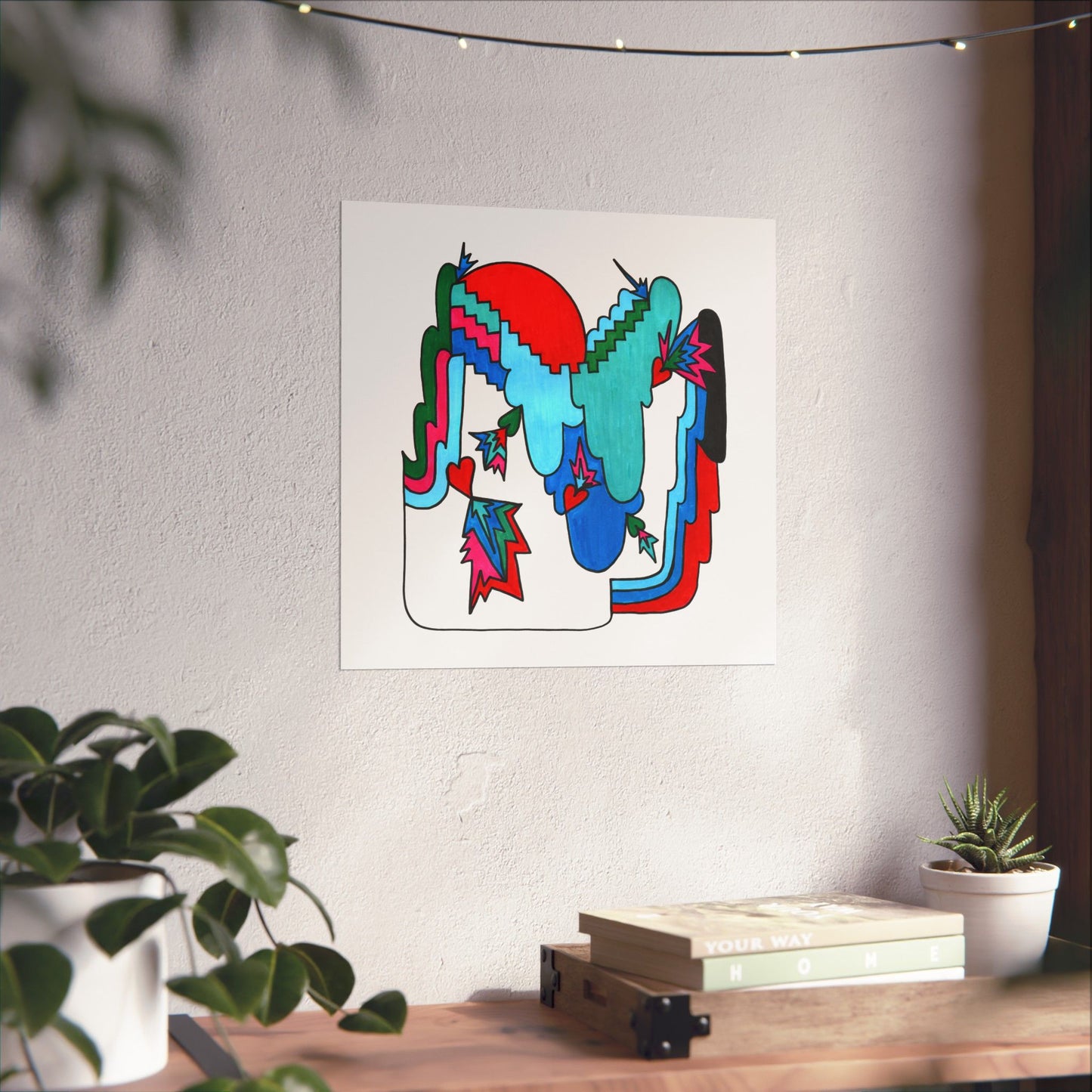 Open Heart Circuit Colorful Abstract Geometric Art Print