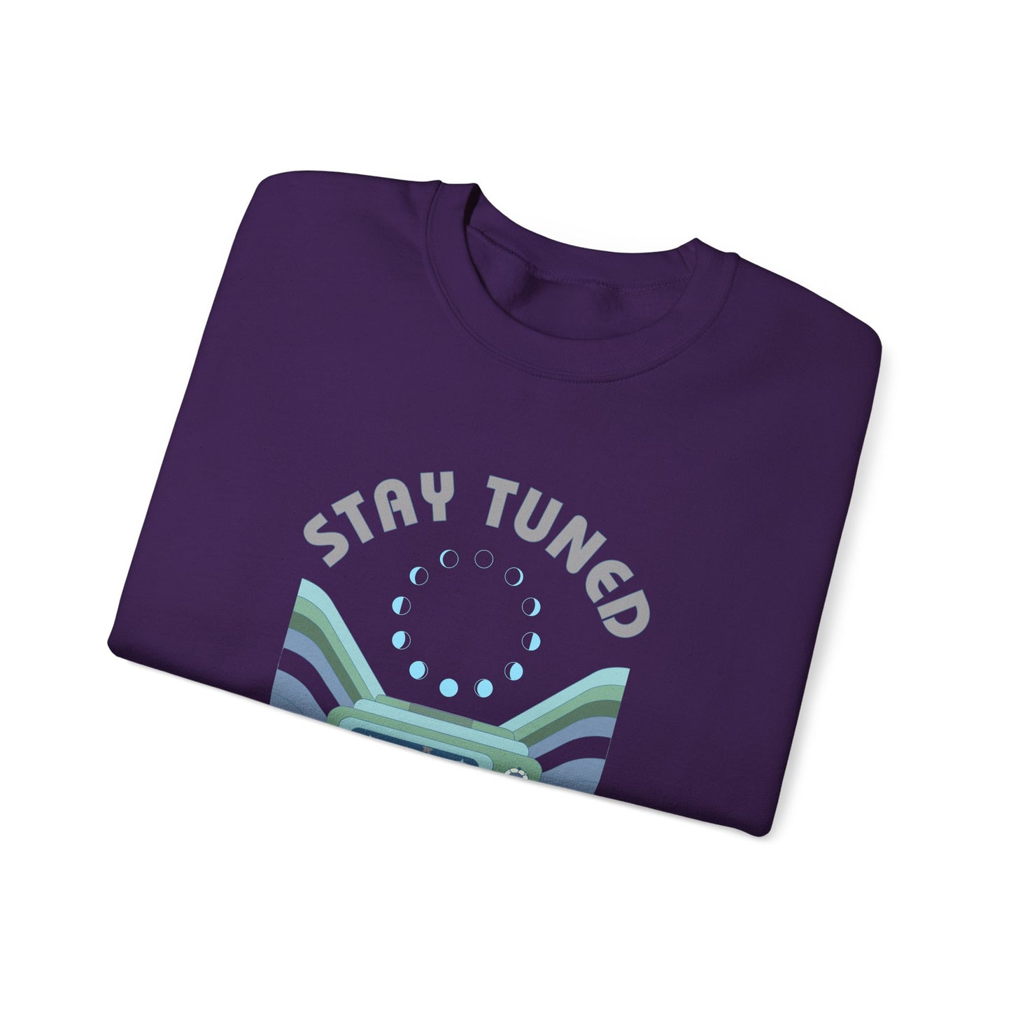 Stay Tuned Moon Phase Retro Sweatshirt - Earthglow Celestial Crewneck